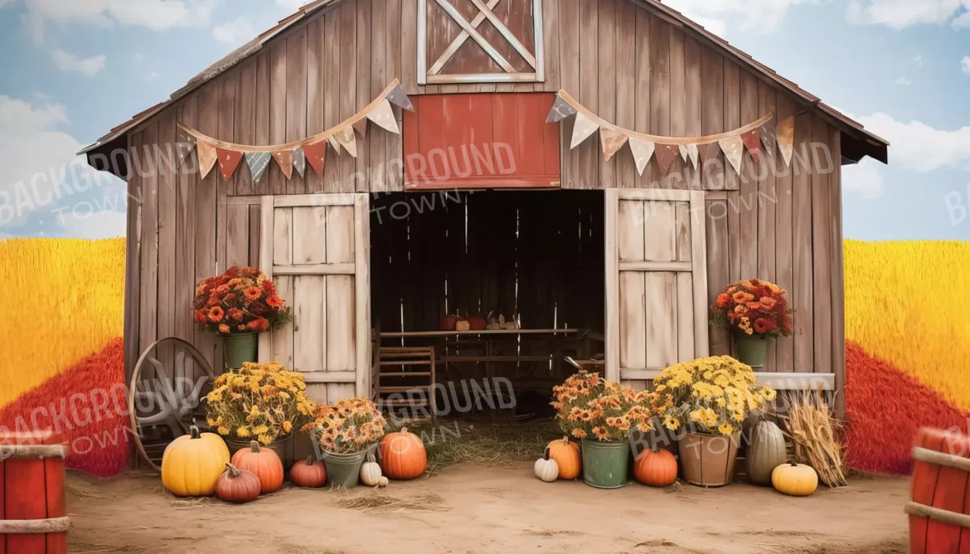 Cozy Autumn Barn 14’X8’ Ultracloth (168 X 96 Inch) Backdrop