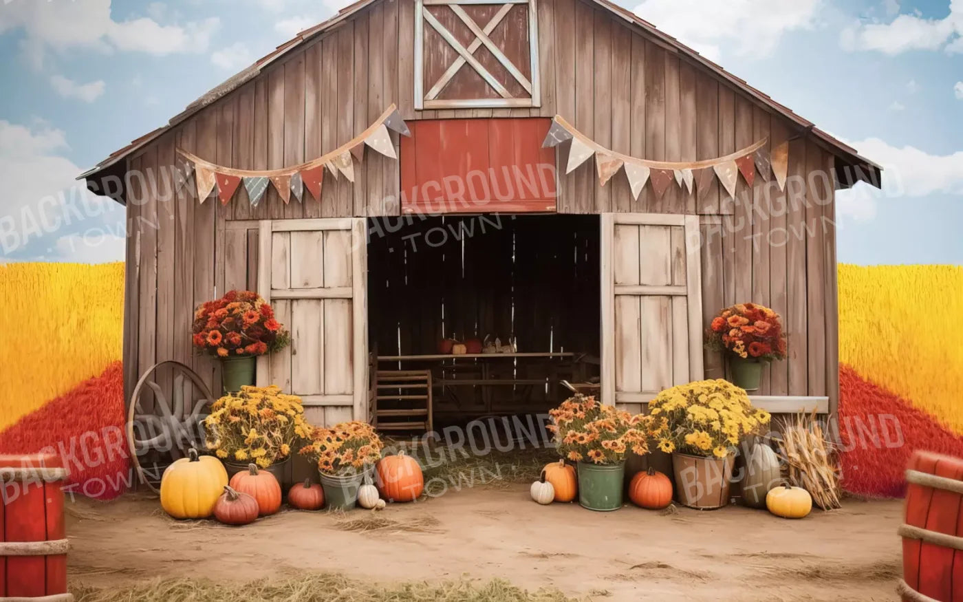 Cozy Autumn Barn 16’X10’ Ultracloth (192 X 120 Inch) Backdrop
