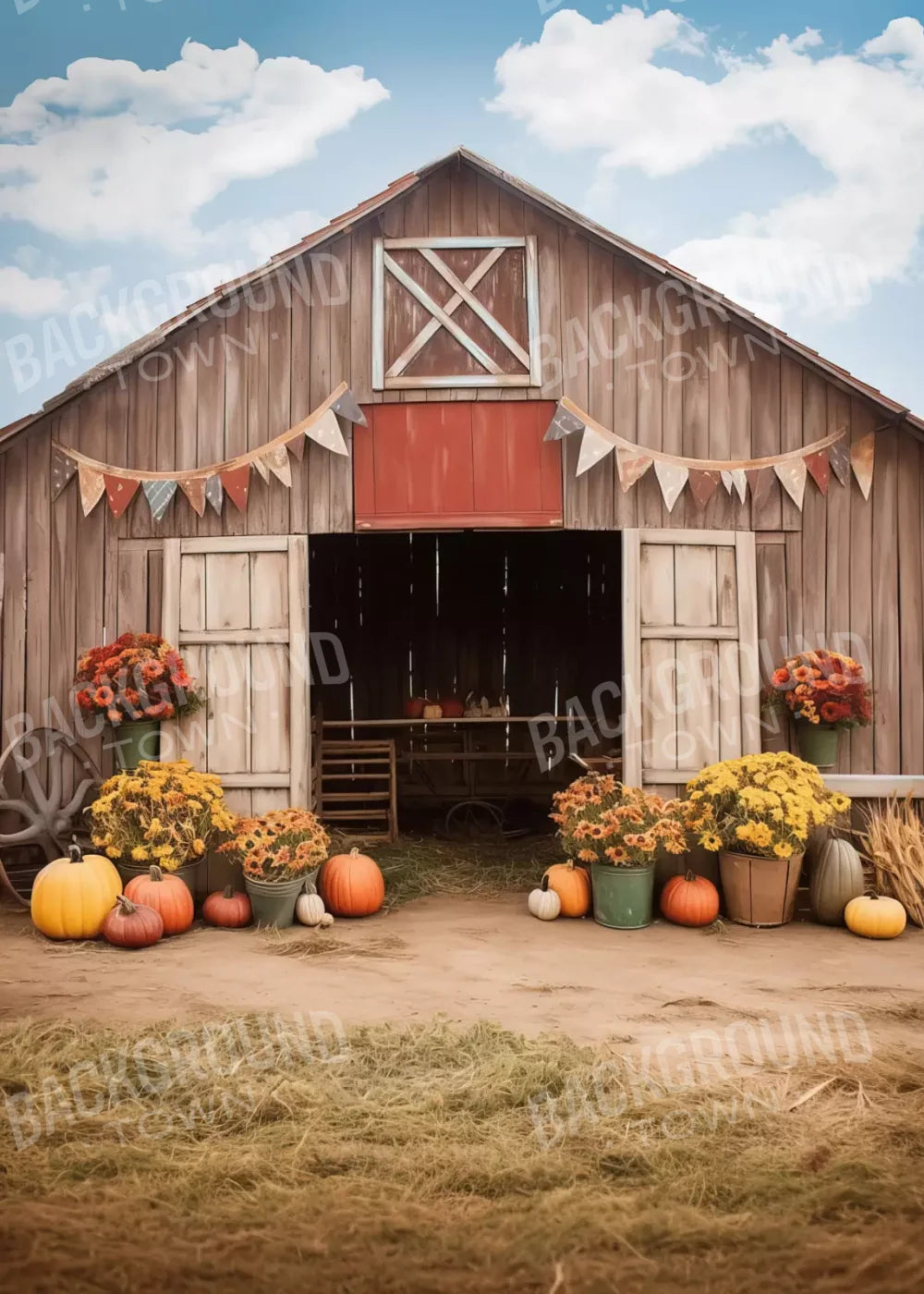Cozy Autumn Barn 5’X7’ Ultracloth (60 X 84 Inch) Backdrop