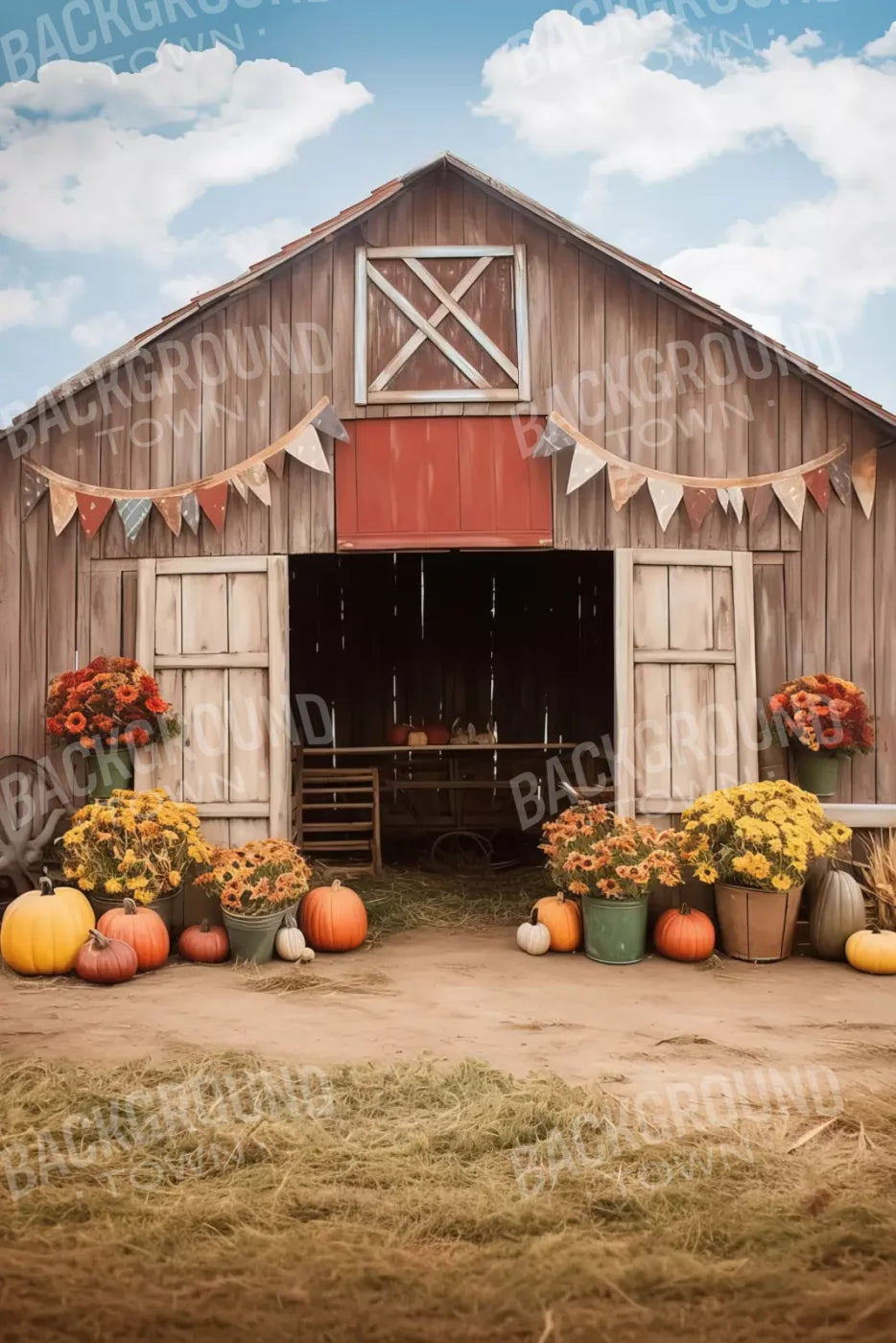 Cozy Autumn Barn 8’X12’ Ultracloth (96 X 144 Inch) Backdrop