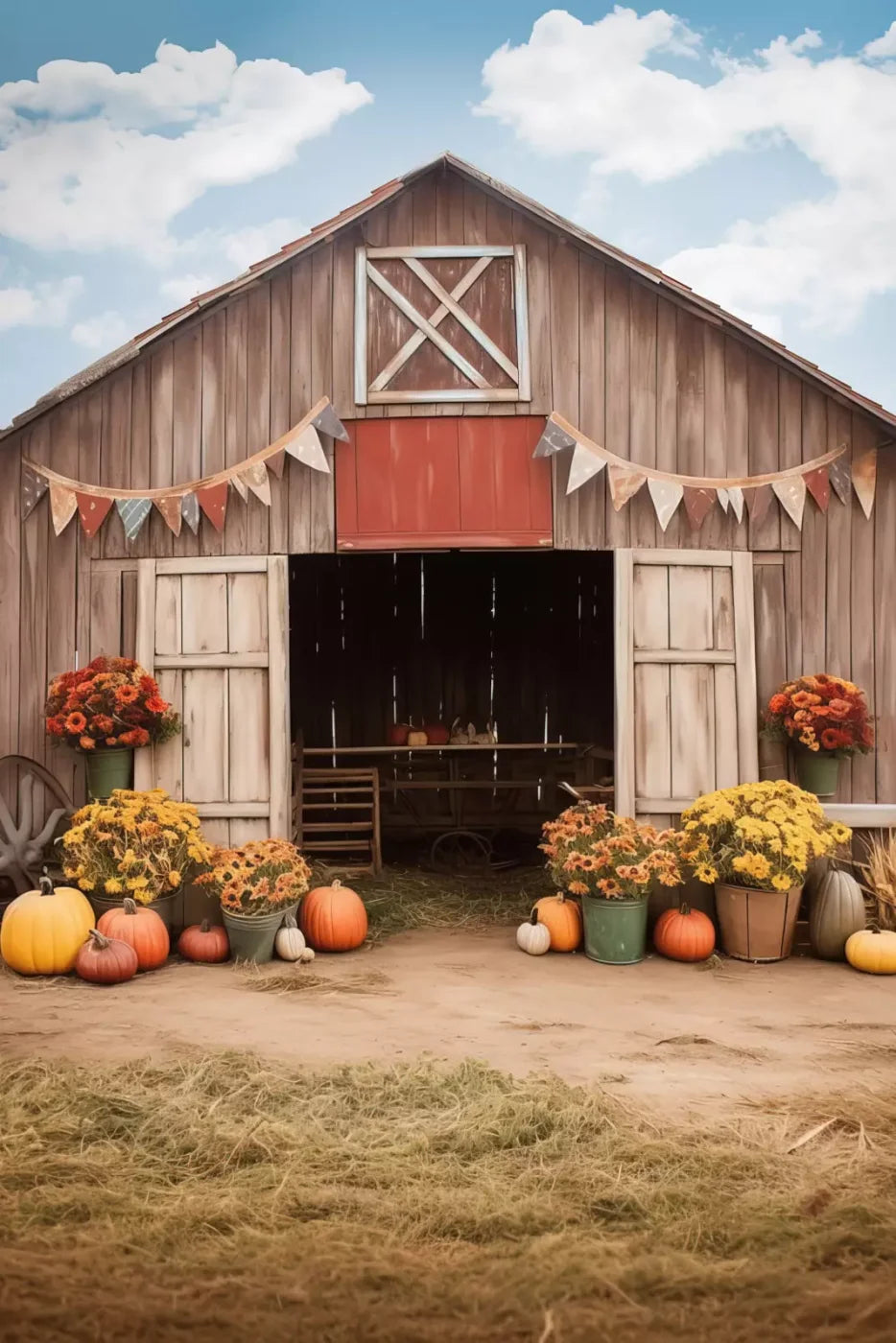 Cozy Autumn Barn 8’X12’ Ultracloth (96 X 144 Inch) Backdrop
