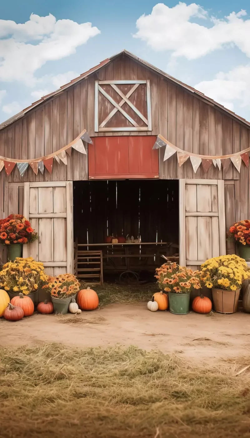 Cozy Autumn Barn 8’X14’ Ultracloth (96 X 168 Inch) Backdrop