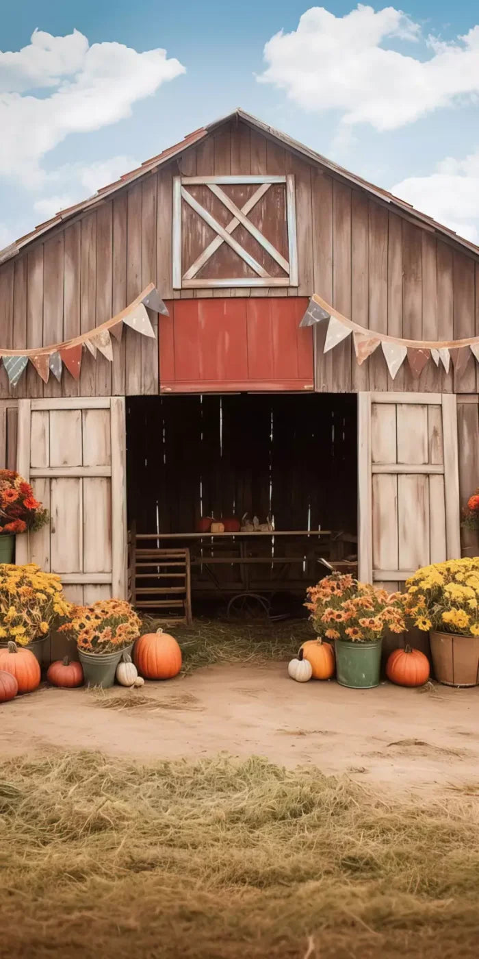 Cozy Autumn Barn 8’X16’ Ultracloth (96 X 192 Inch) Backdrop