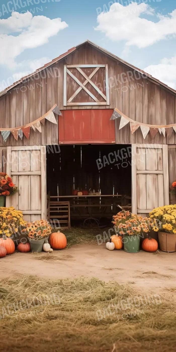 Cozy Autumn Barn 8’X16’ Ultracloth (96 X 192 Inch) Backdrop