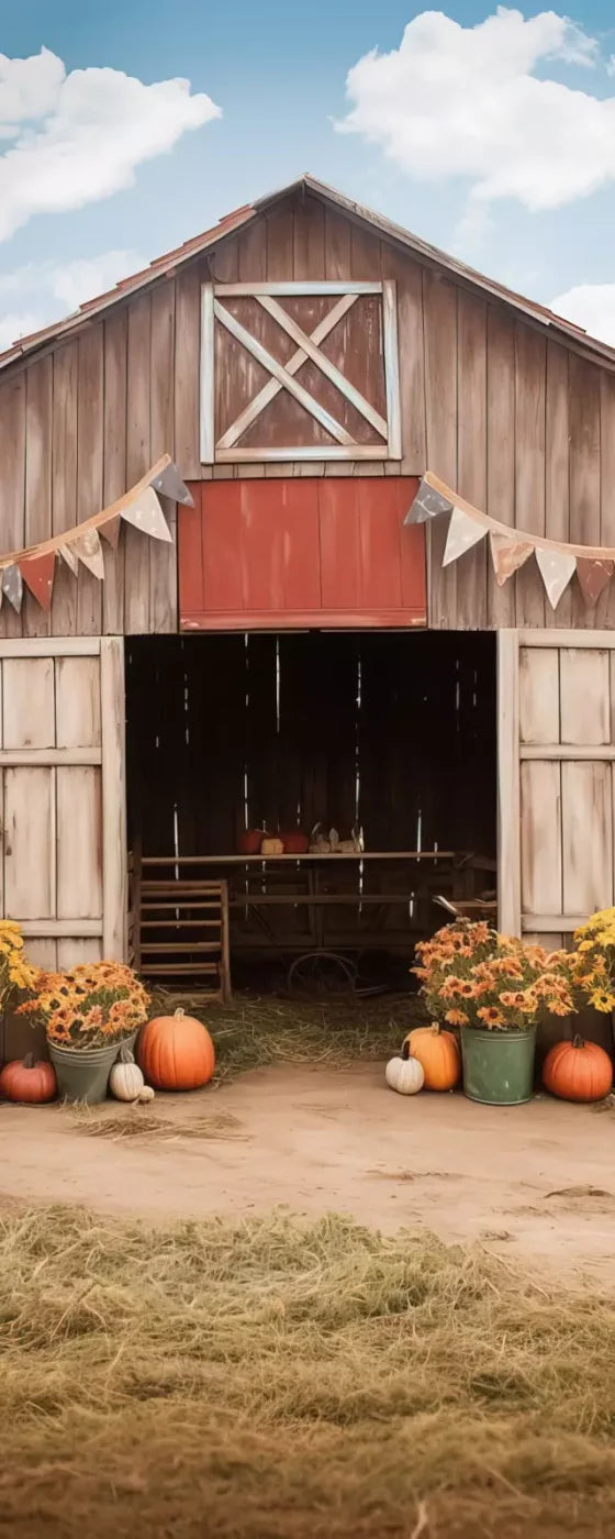 Cozy Autumn Barn 8’X20’ Ultracloth (96 X 240 Inch) Backdrop