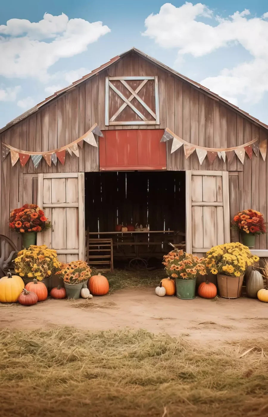 Cozy Autumn Barn 9’X14’ Ultracloth (108 X 168 Inch) Backdrop