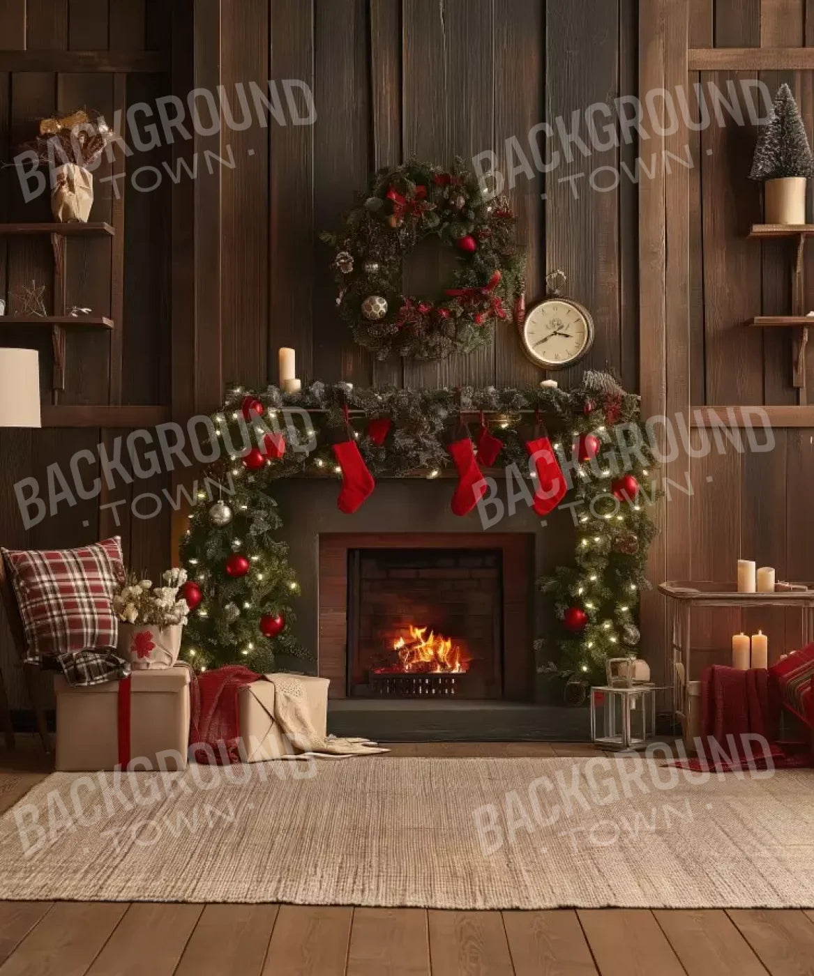 Brown , Green , Red Backdrop for Photography
