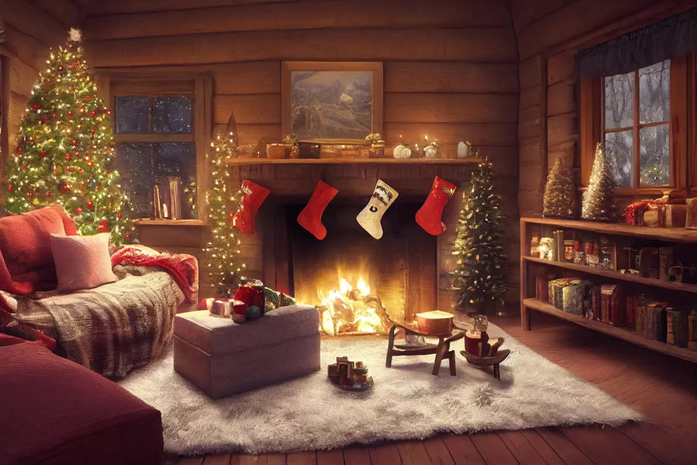 Cozy Christmas Eve Backdrop