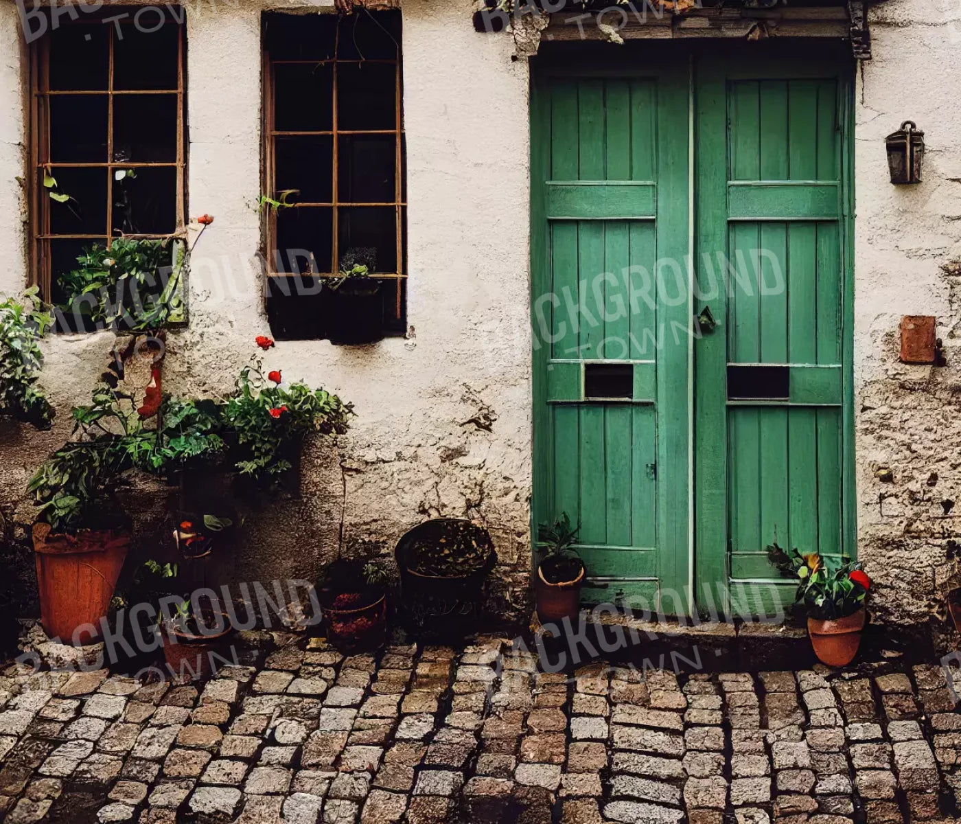 Cozy Street Green 12’X10’ Ultracloth (144 X 120 Inch) Backdrop