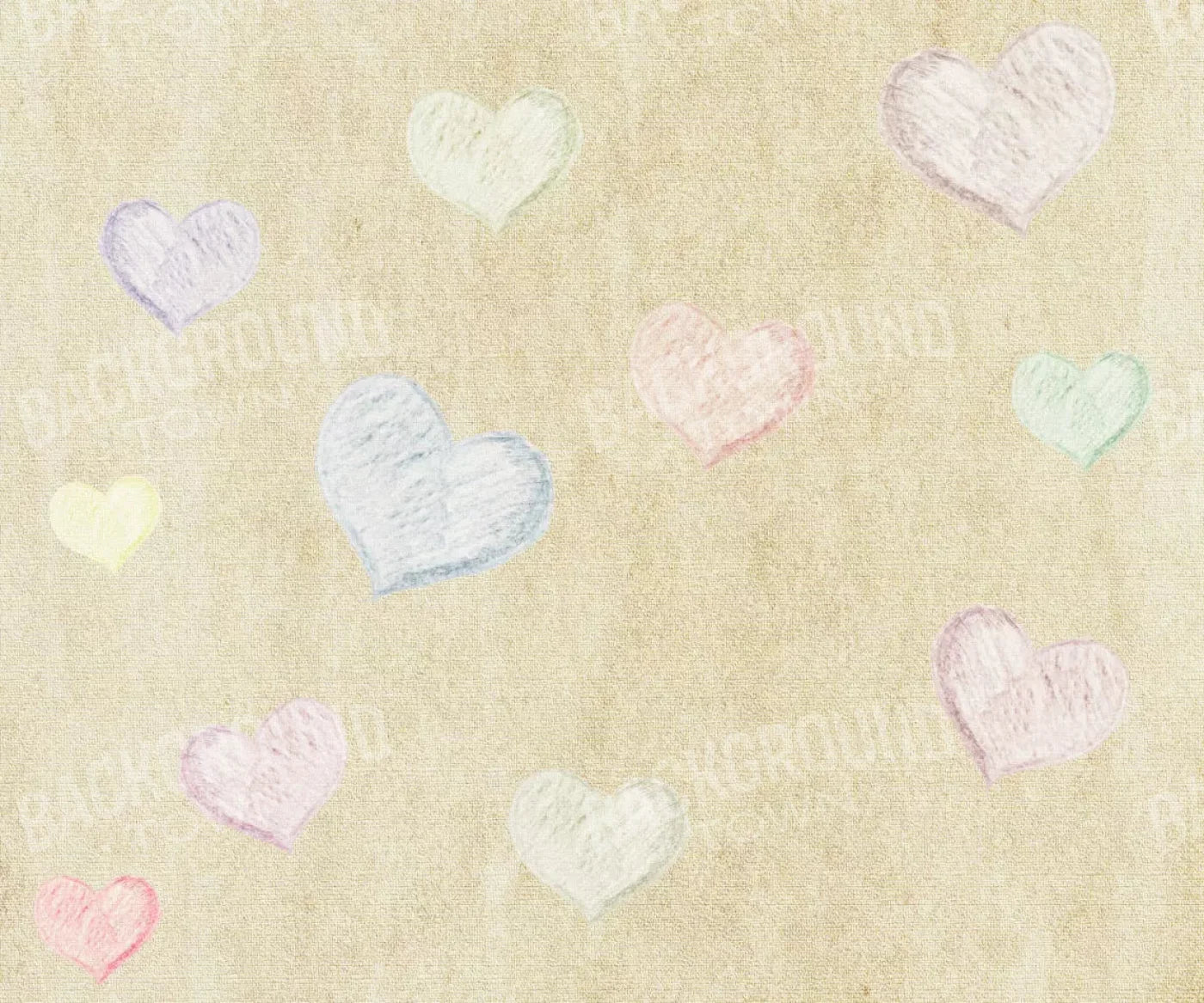 Cream Of Hearts 5X42 Fleece ( 60 X 50 Inch ) Backdrop