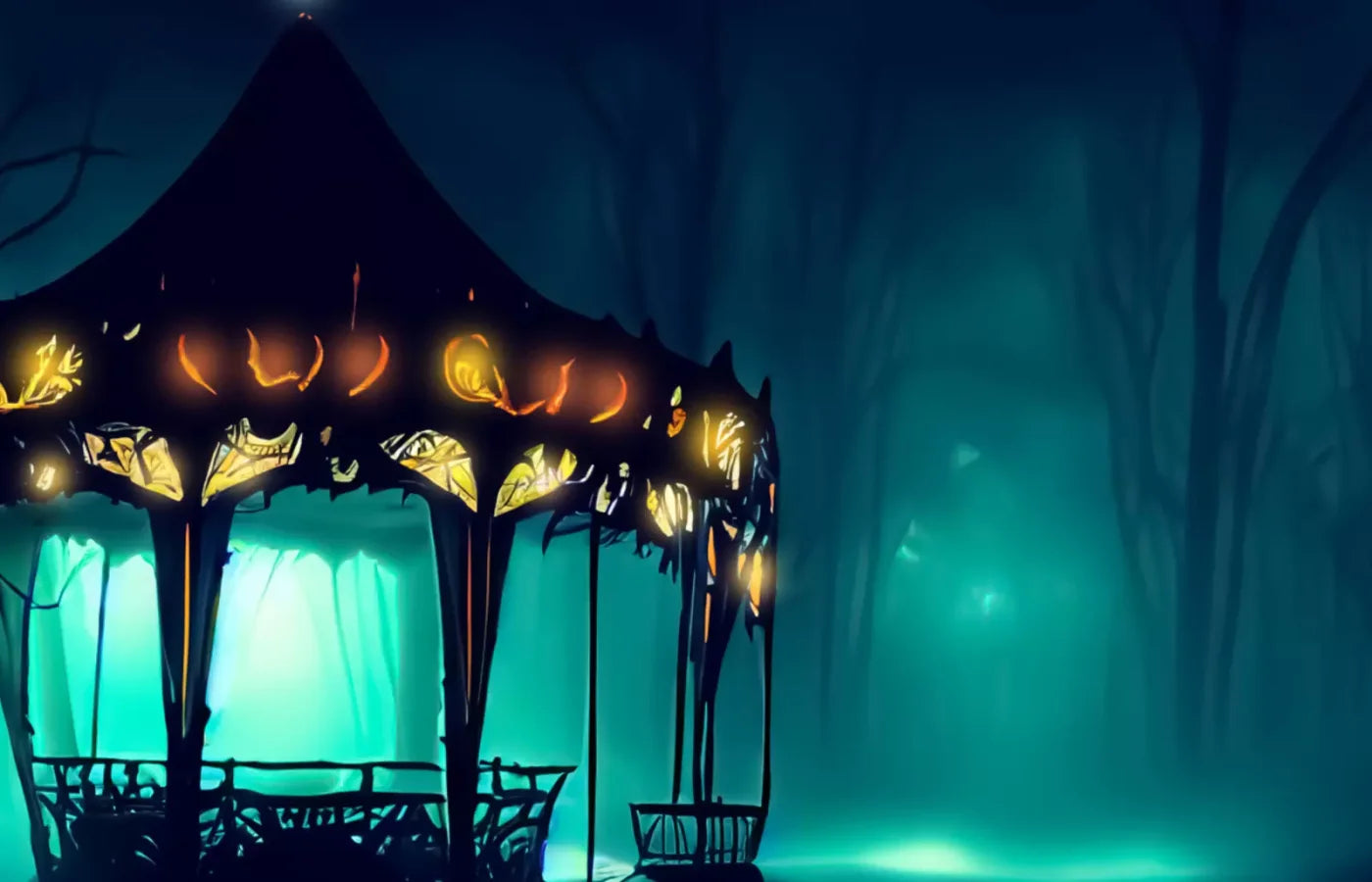 Creepy Carousel In Green H 12X8 Ultracloth ( 144 X 96 Inch ) Backdrop
