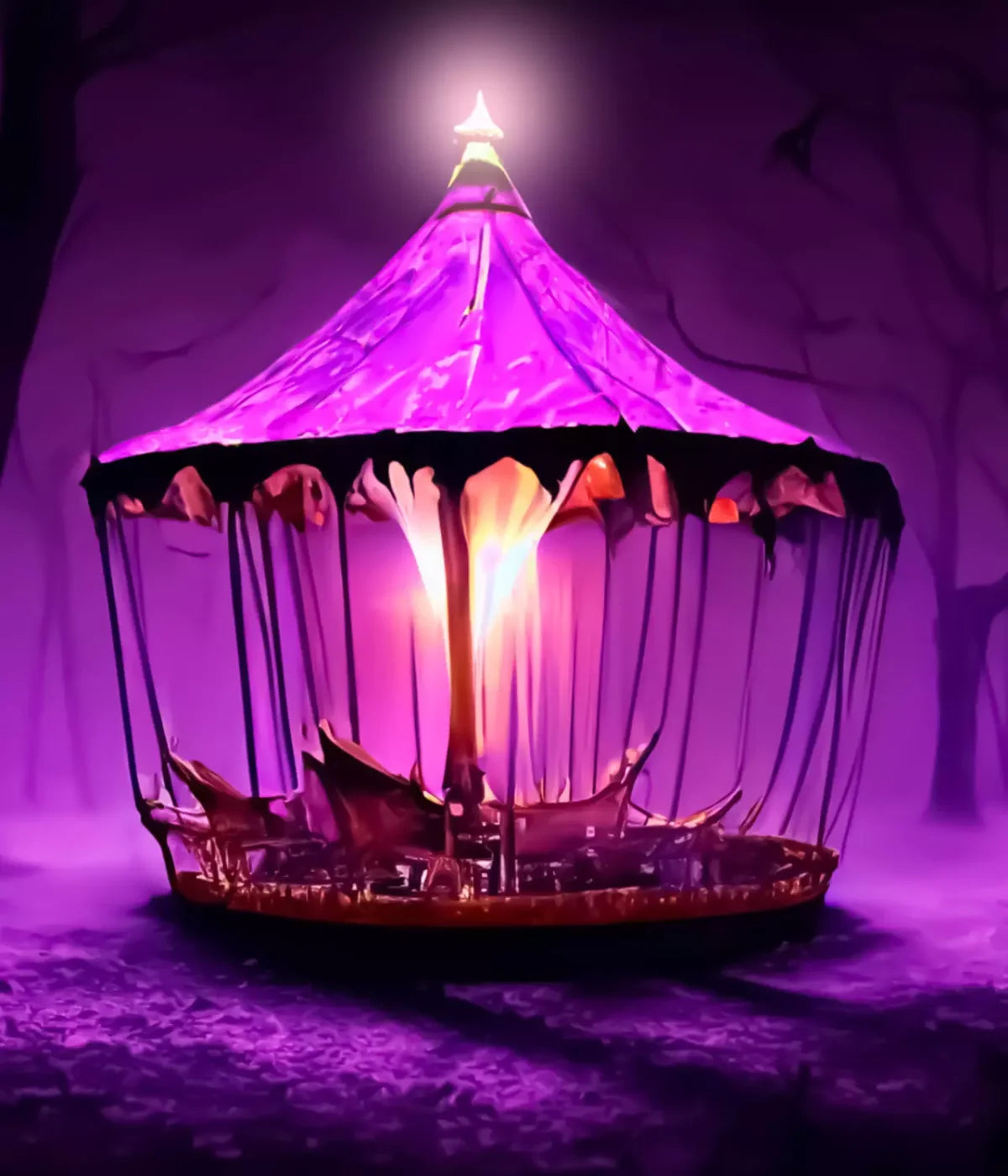 Creepy Carousel In Fuchsia V 10X12 Ultracloth ( 120 X 144 Inch ) Backdrop