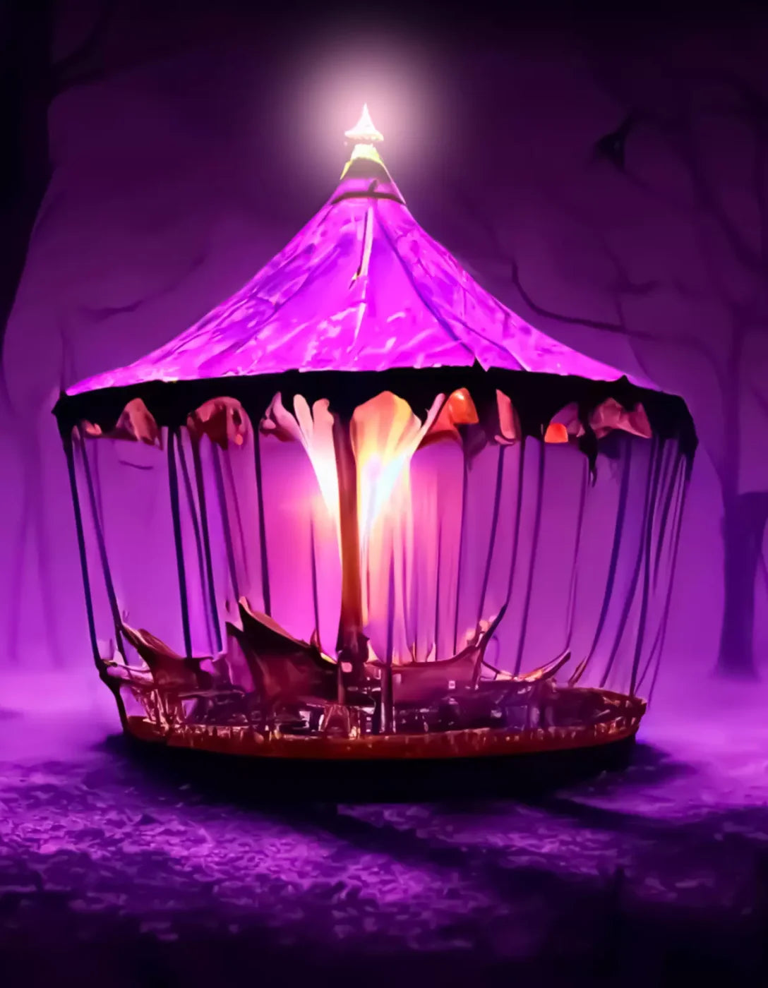 Creepy Carousel In Fuchsia V 6X8 Fleece ( 72 X 96 Inch ) Backdrop