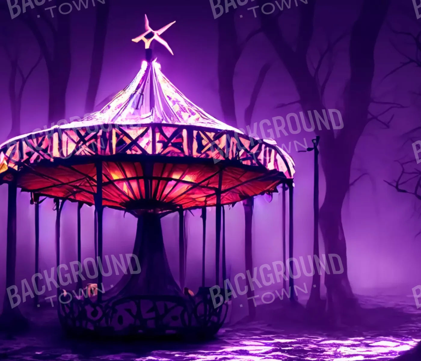 Creepy Carousel In Purple H 12X10 Ultracloth ( 144 X 120 Inch ) Backdrop