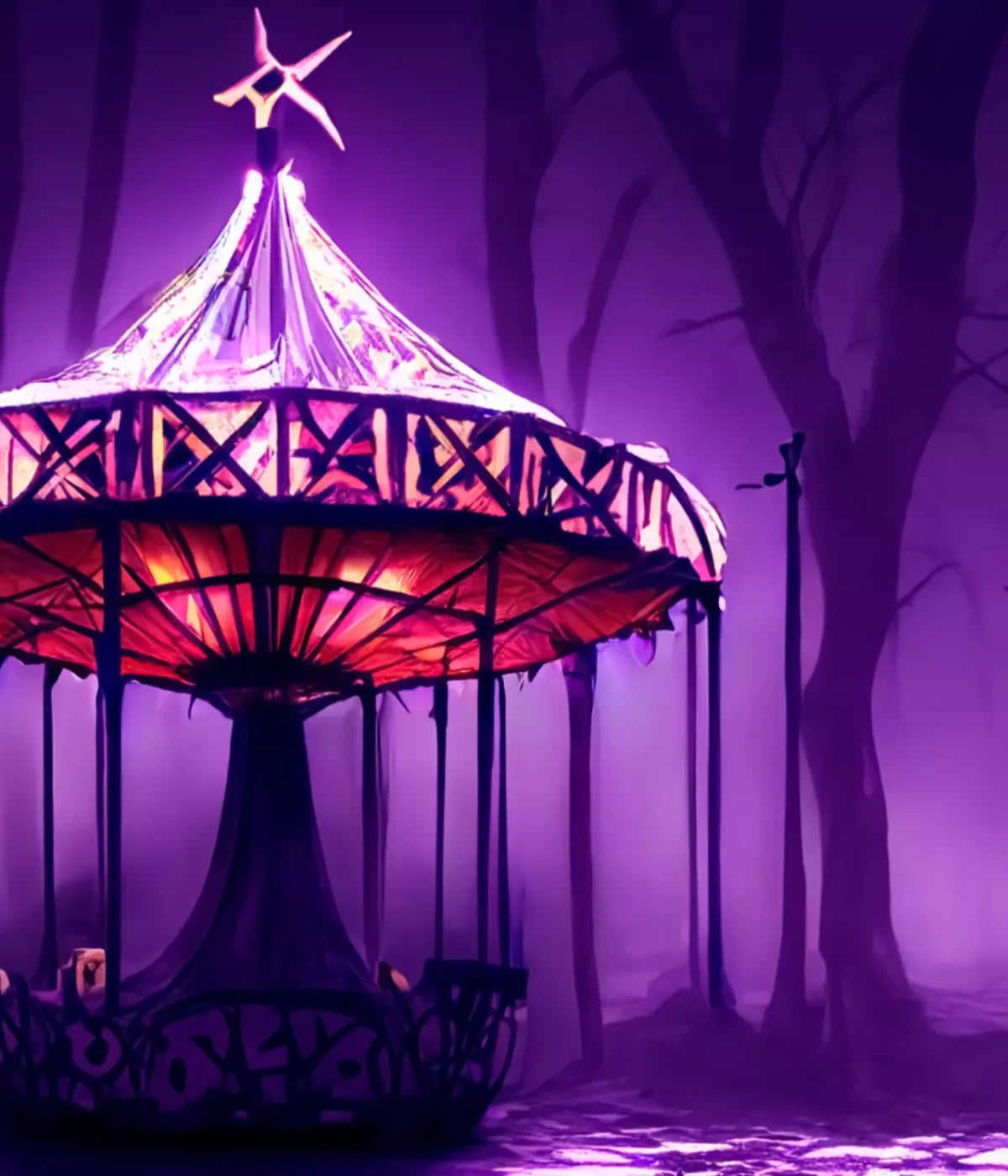 Creepy Carousel In Purple V 10X12 Ultracloth ( 120 X 144 Inch ) Backdrop
