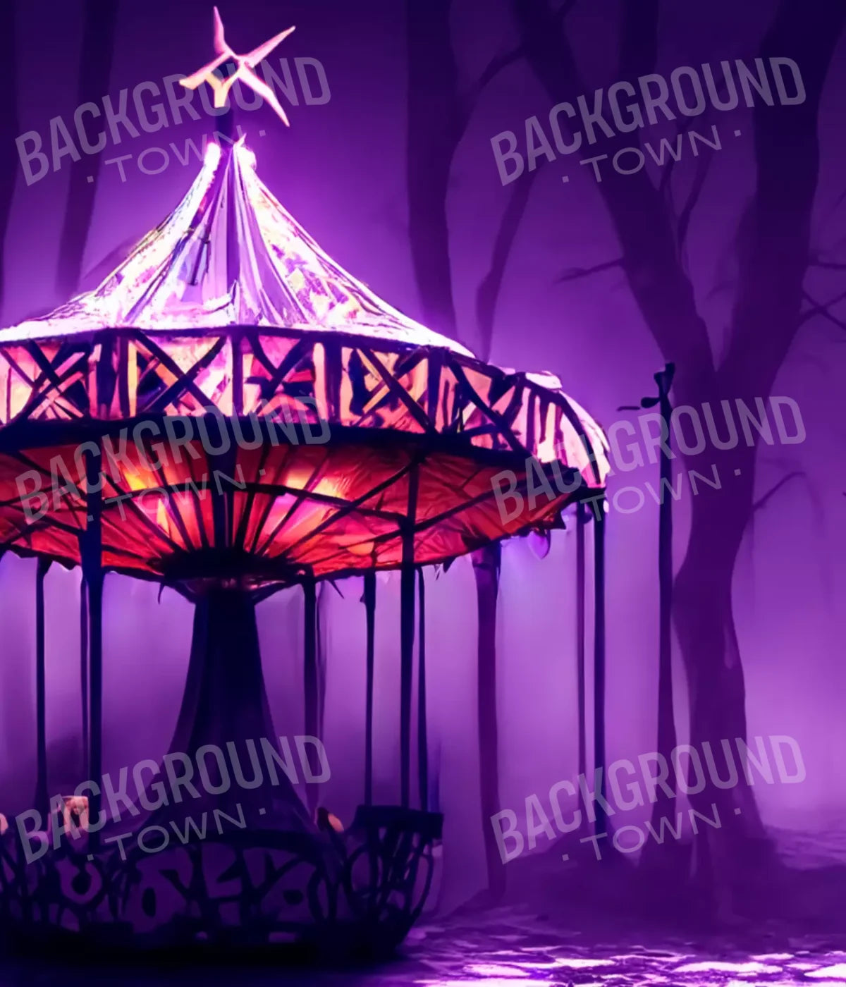 Creepy Carousel In Purple V 10X12 Ultracloth ( 120 X 144 Inch ) Backdrop