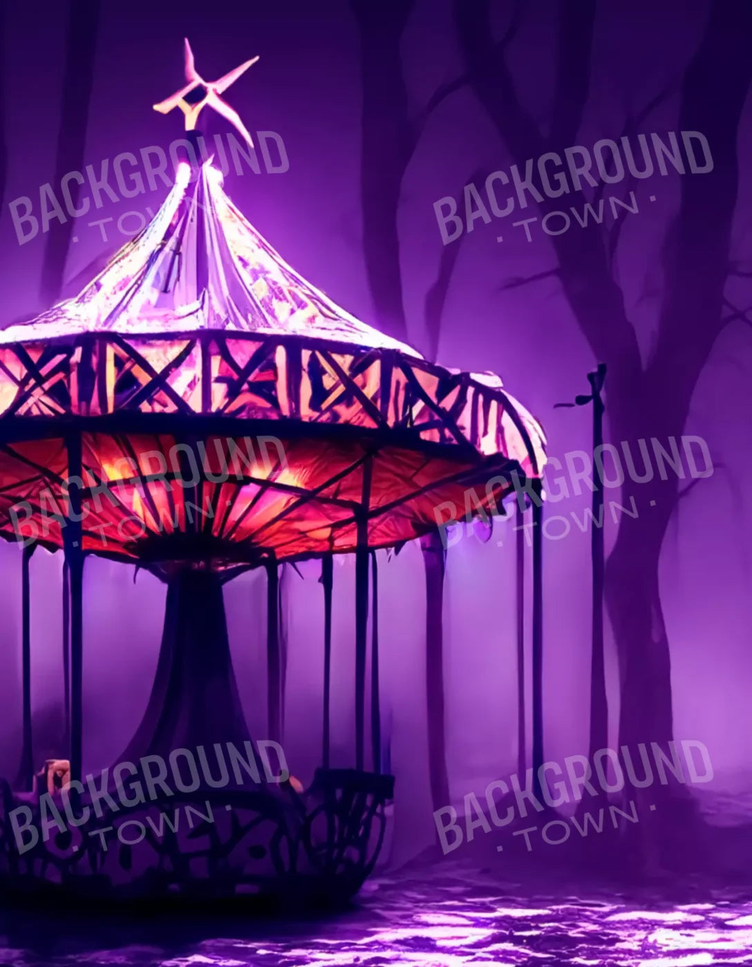 Creepy Carousel In Purple V 6X8 Fleece ( 72 X 96 Inch ) Backdrop