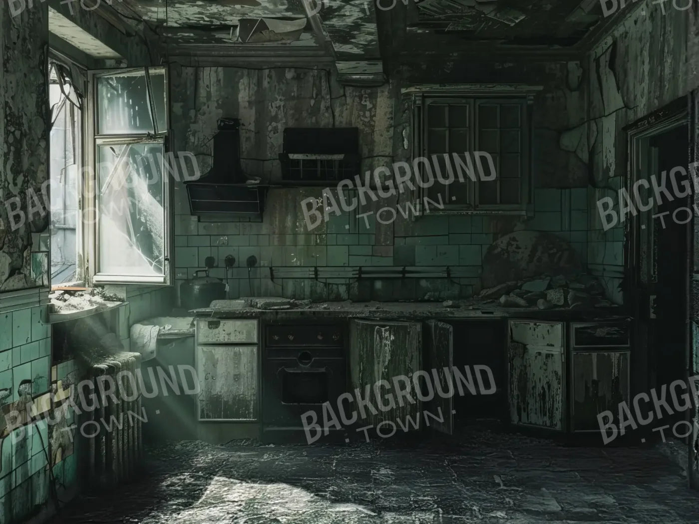 Creepy Decaying House 6’8x5’ Fleece (80 x 60 inch) Backdrop