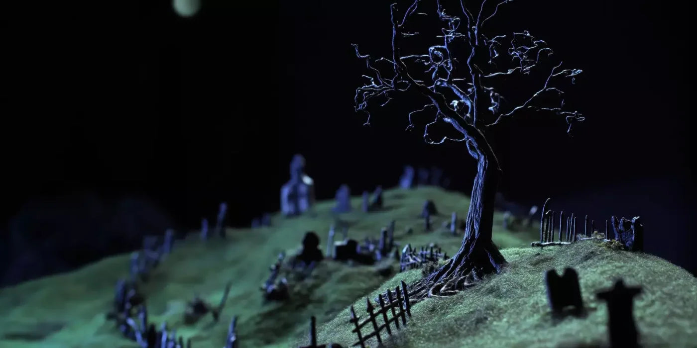 Creepy Tree In Graveyard 16’X8’ Ultracloth (192 X 96 Inch) Backdrop