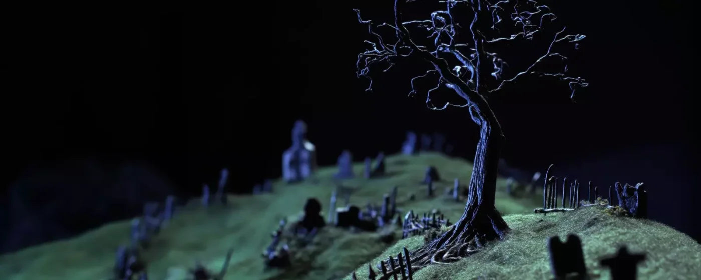 Creepy Tree In Graveyard 20’X8’ Ultracloth (240 X 96 Inch) Backdrop