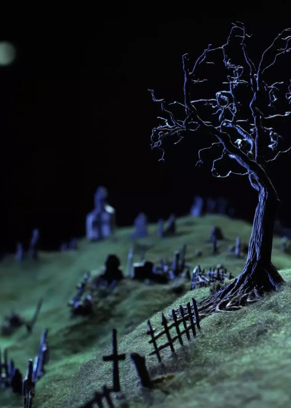Creepy Tree In Graveyard 5’X7’ Ultracloth (60 X 84 Inch) Backdrop