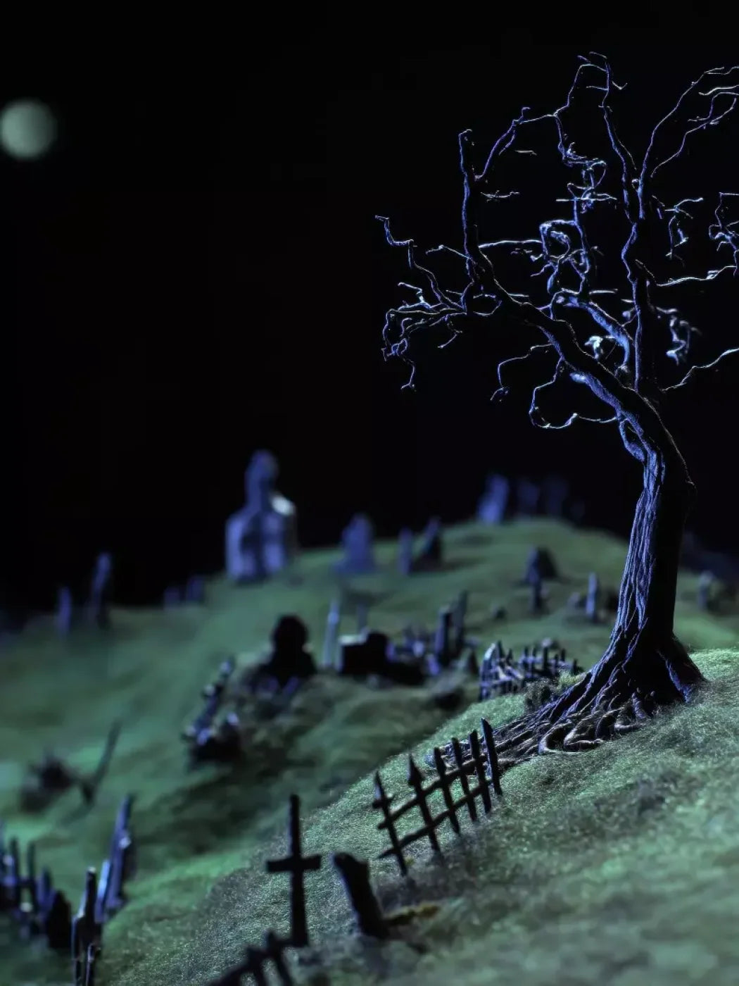Creepy Tree In Graveyard 6’X8’ Fleece (72 X 96 Inch) Backdrop