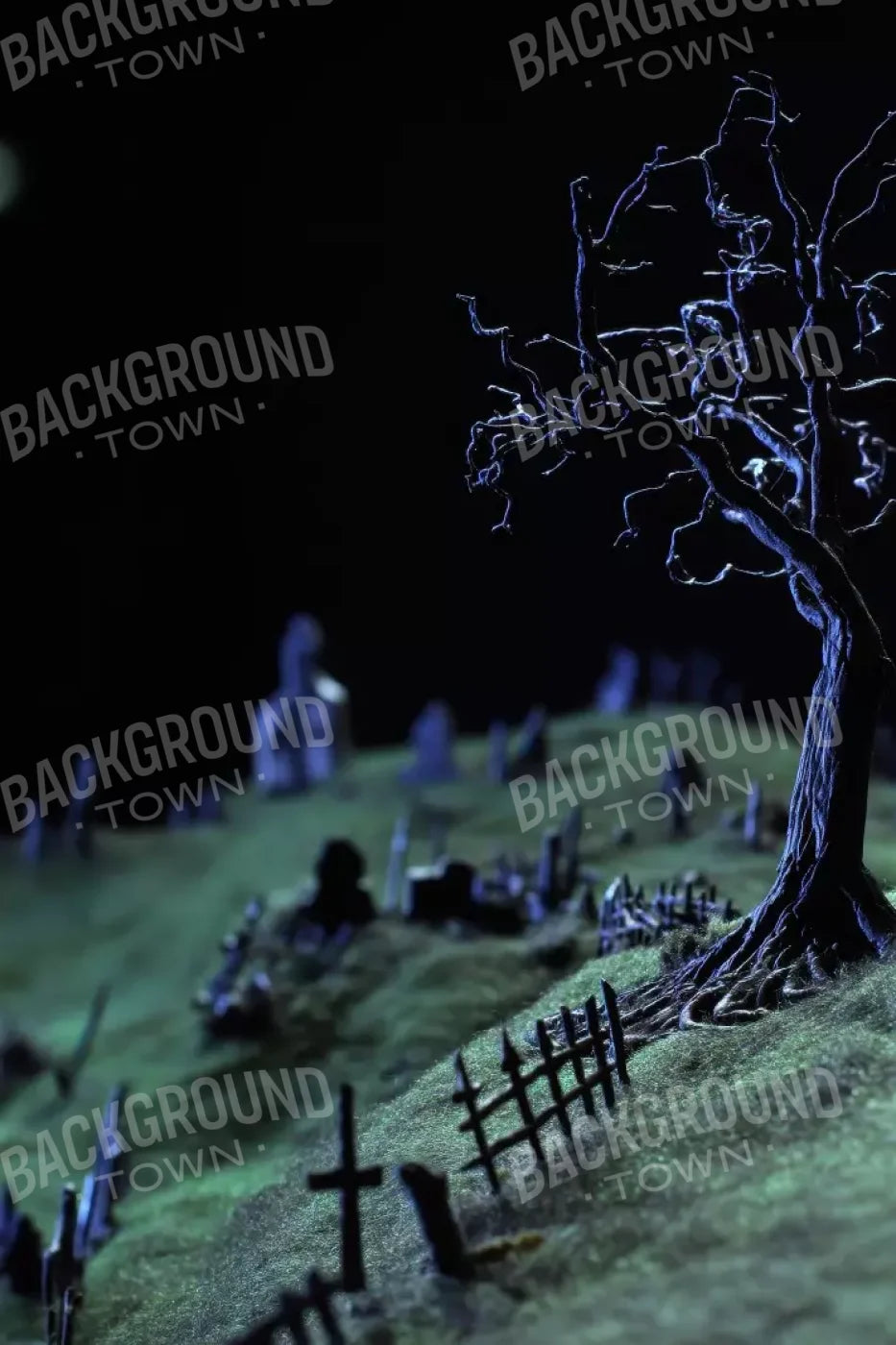 Creepy Tree In Graveyard 8’X12’ Ultracloth (96 X 144 Inch) Backdrop