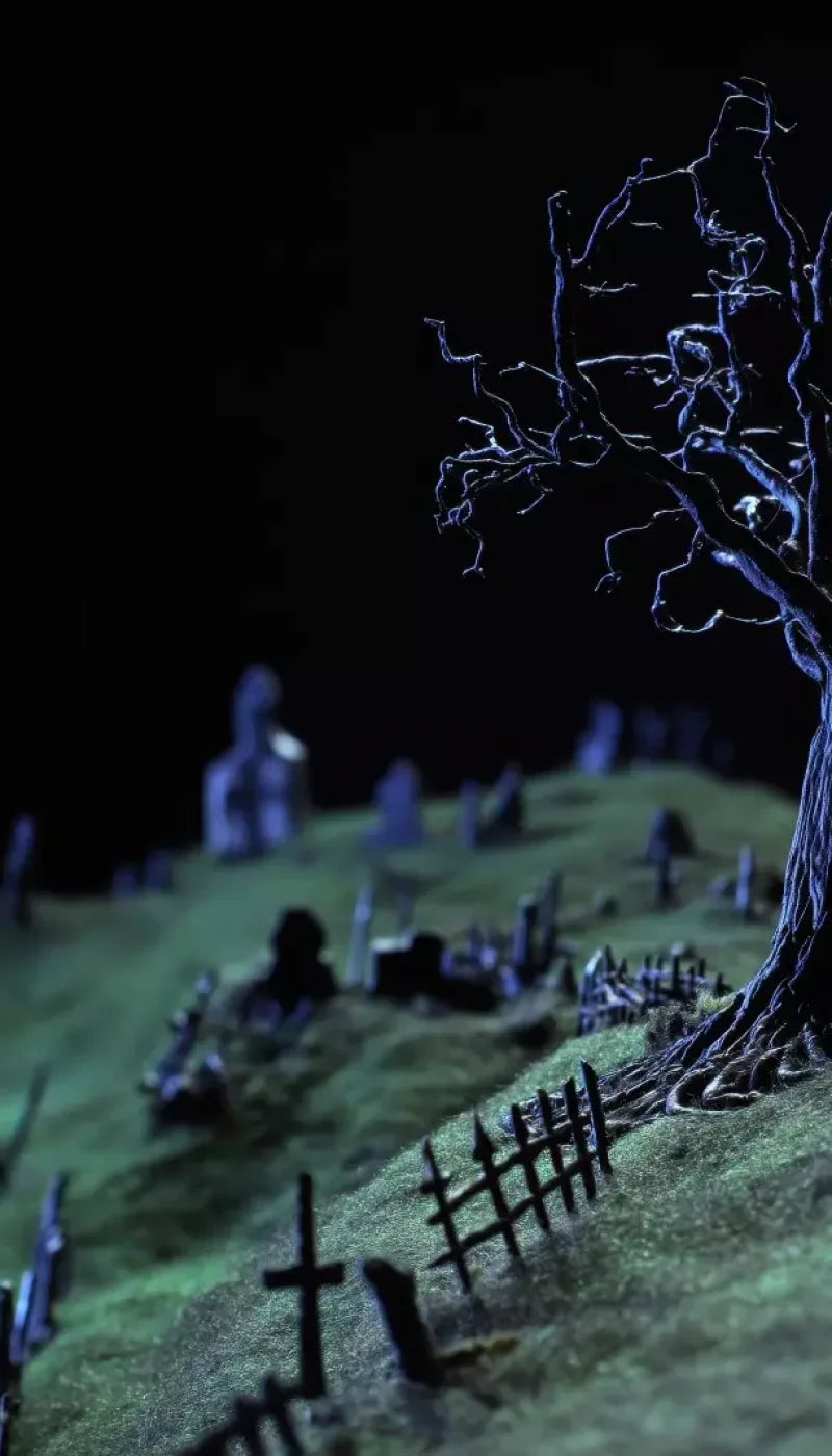 Creepy Tree In Graveyard 8’X14’ Ultracloth (96 X 168 Inch) Backdrop