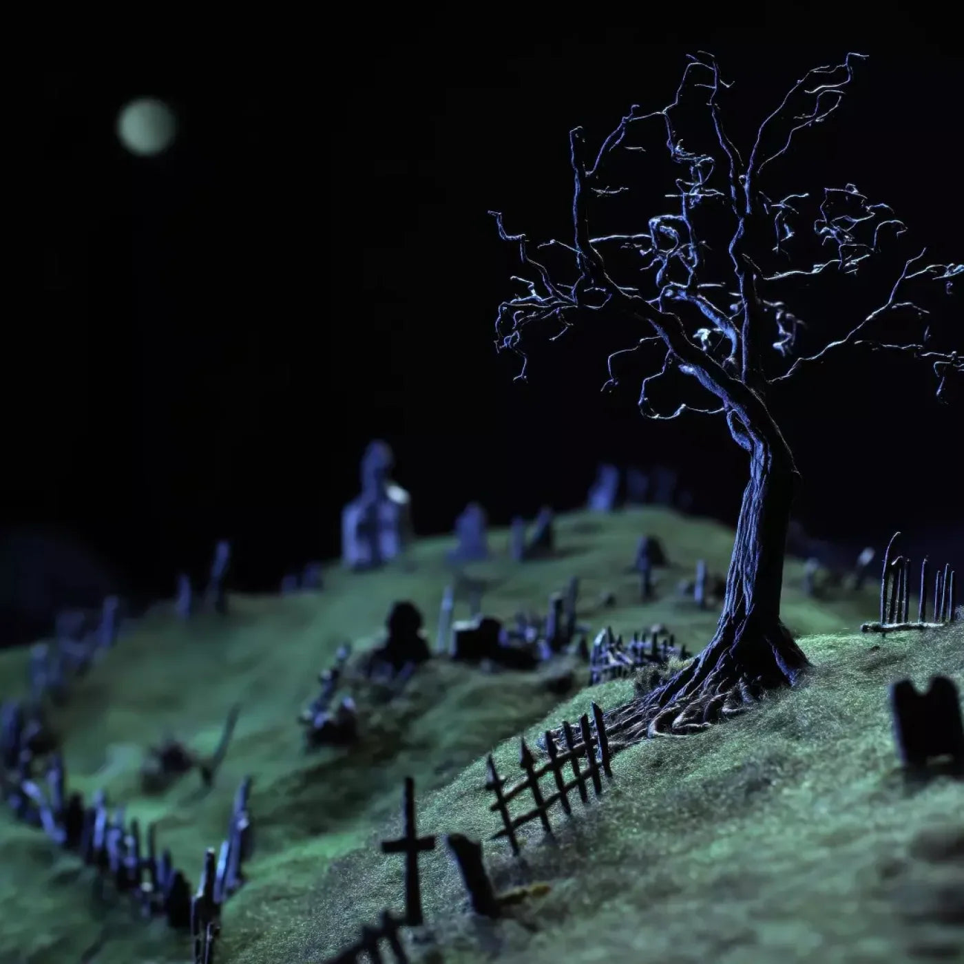 Creepy Tree In Graveyard 8’X8’ Fleece (96 X Inch) Backdrop