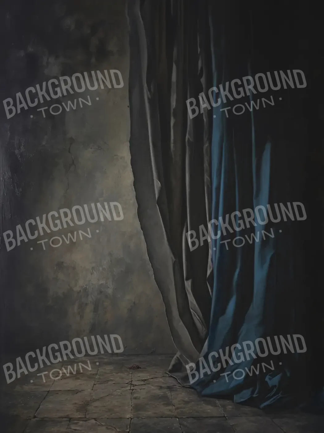 Curtained Wall Blue 5’x6’8 Fleece (60 x 80 inch) Backdrop