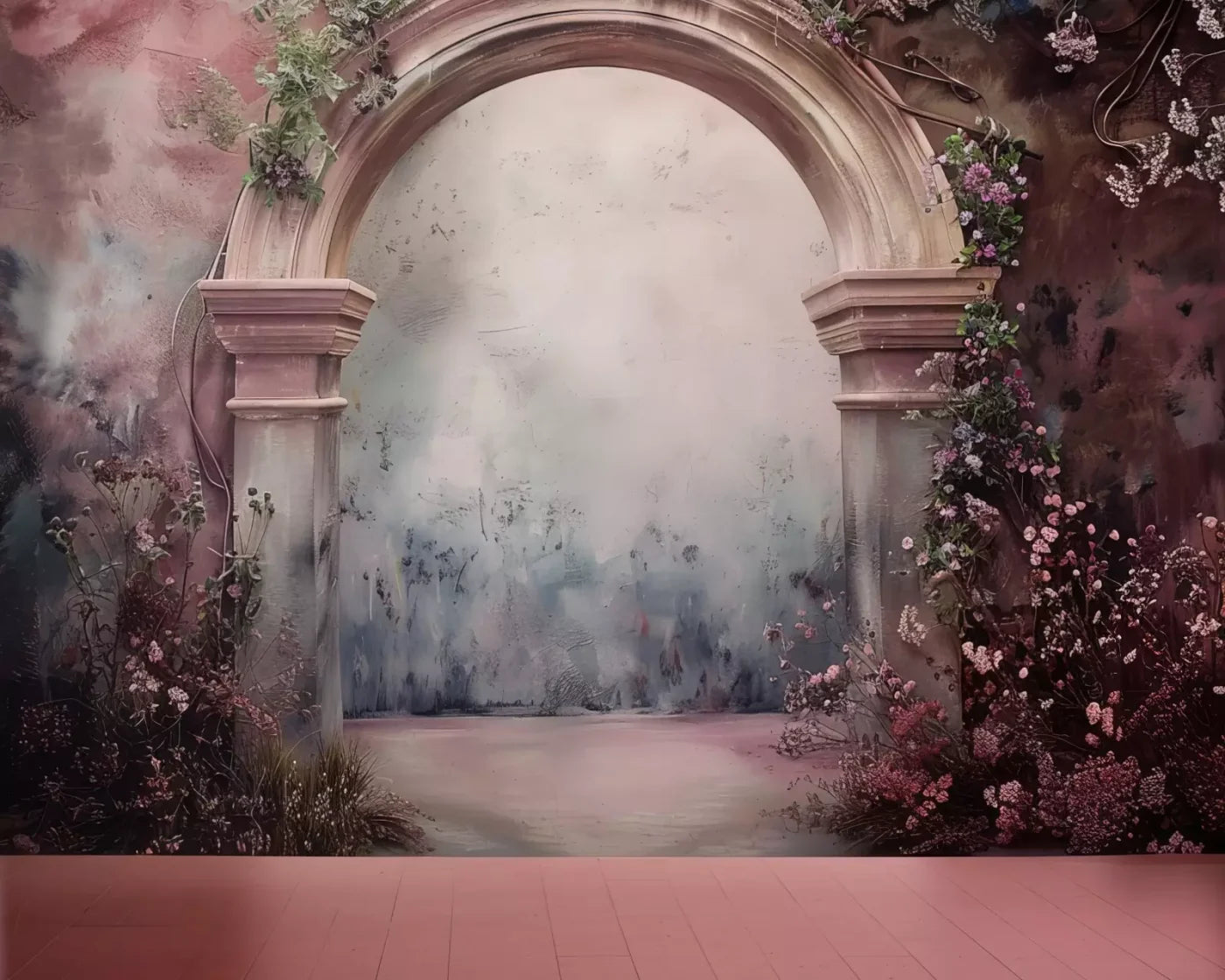Dahlia Pink Arch 10’X8’ Fleece (120 X 96 Inch) Backdrop