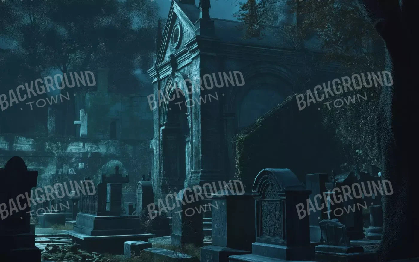 Dark Abandoned Mausoleums 16’X10’ Ultracloth (192 X 120 Inch) Backdrop