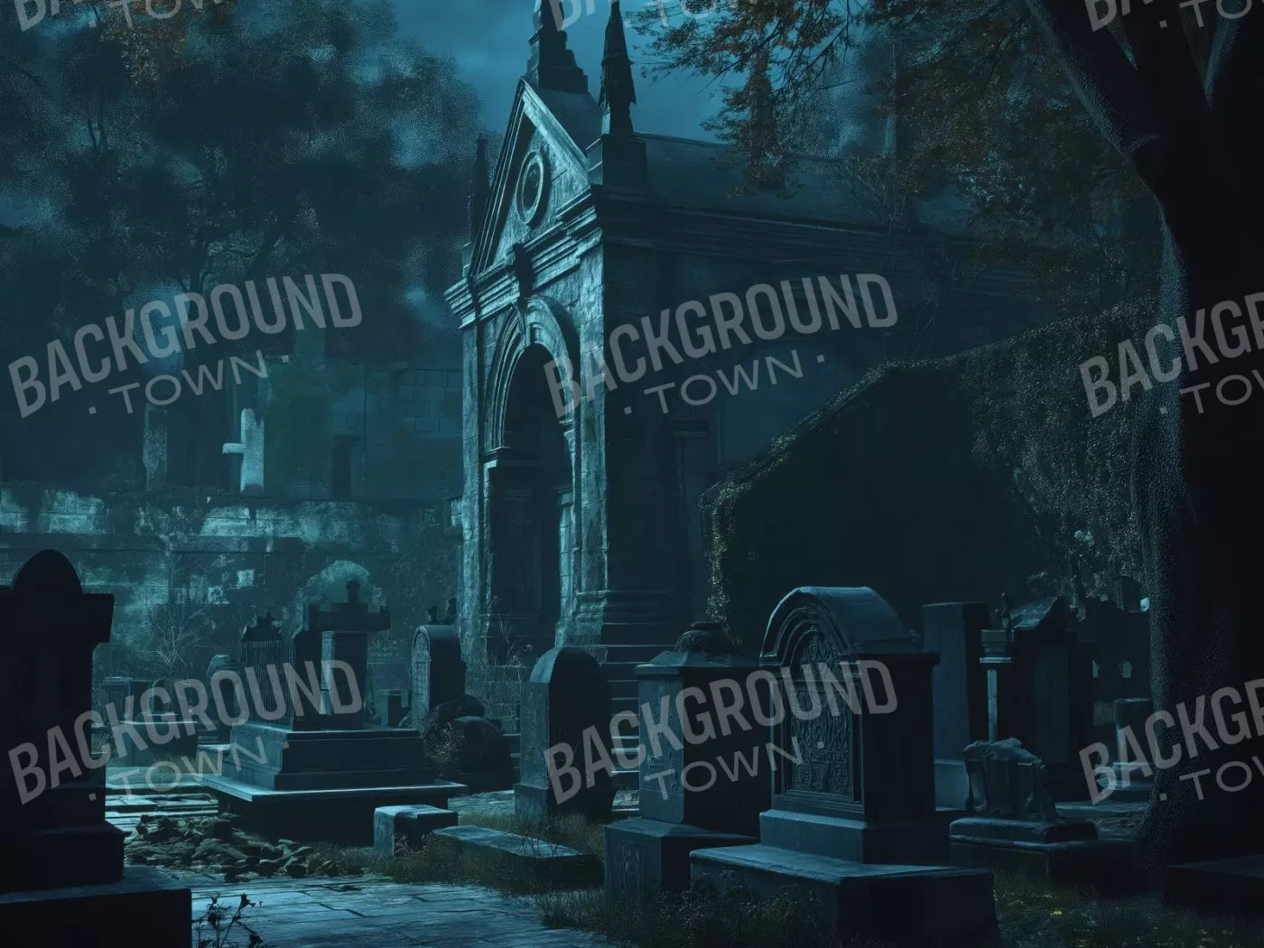 Dark Abandoned Mausoleums 6’8X5’ Fleece (80 X 60 Inch) Backdrop