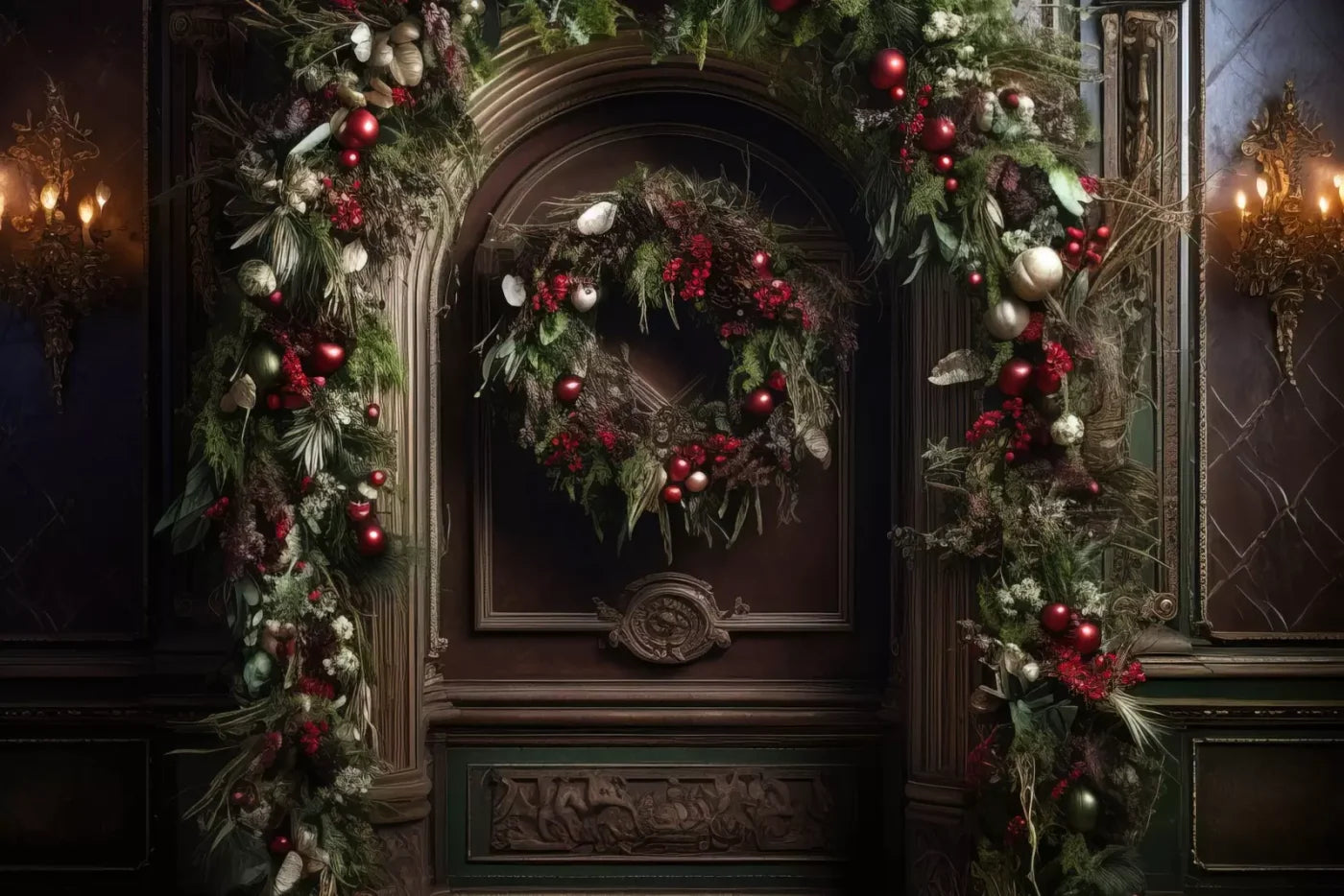 Dark Christmas Arch 12’X8’ Ultracloth (144 X 96 Inch) Backdrop