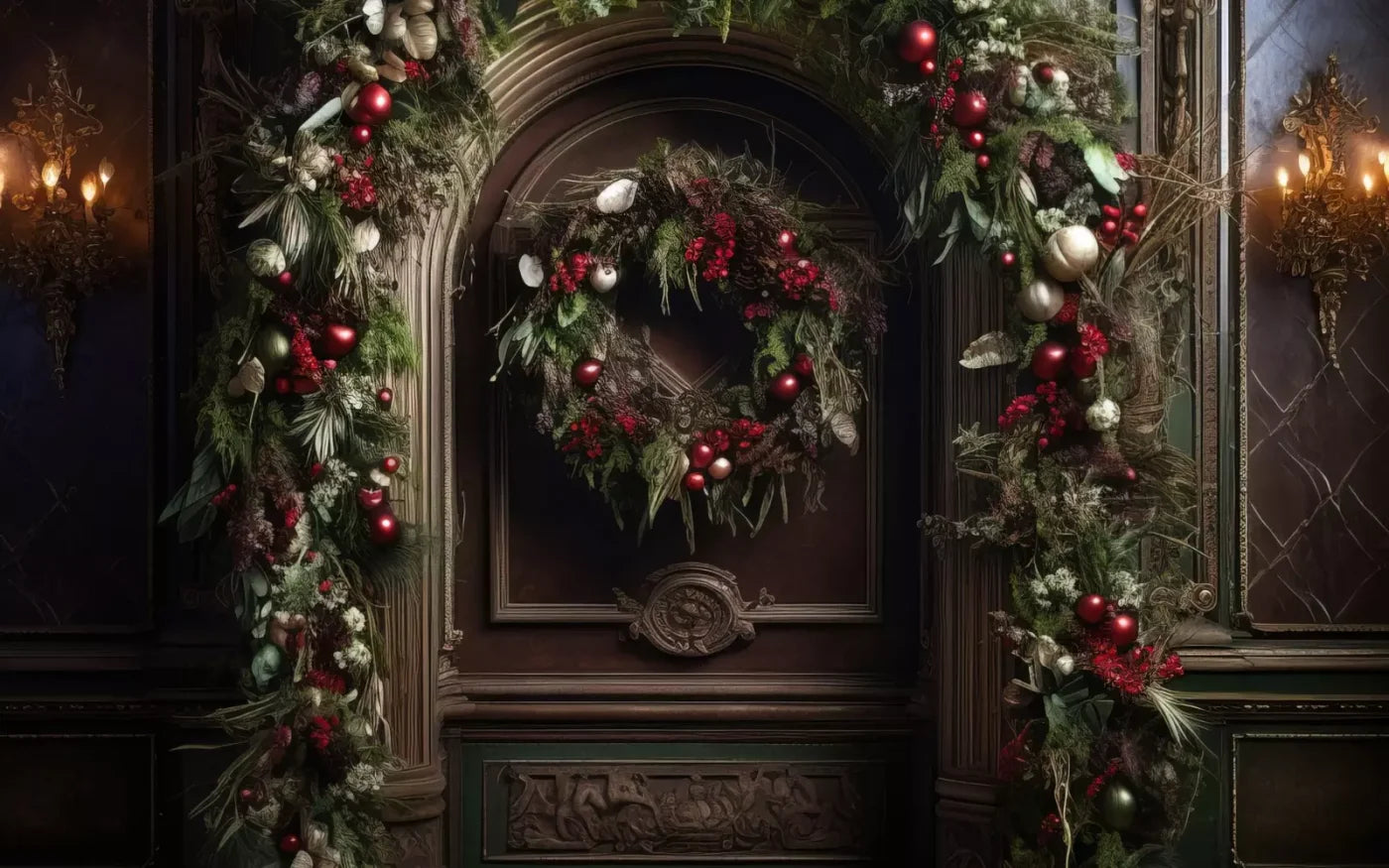 Dark Christmas Arch 8’X5’ Ultracloth (96 X 60 Inch) Backdrop