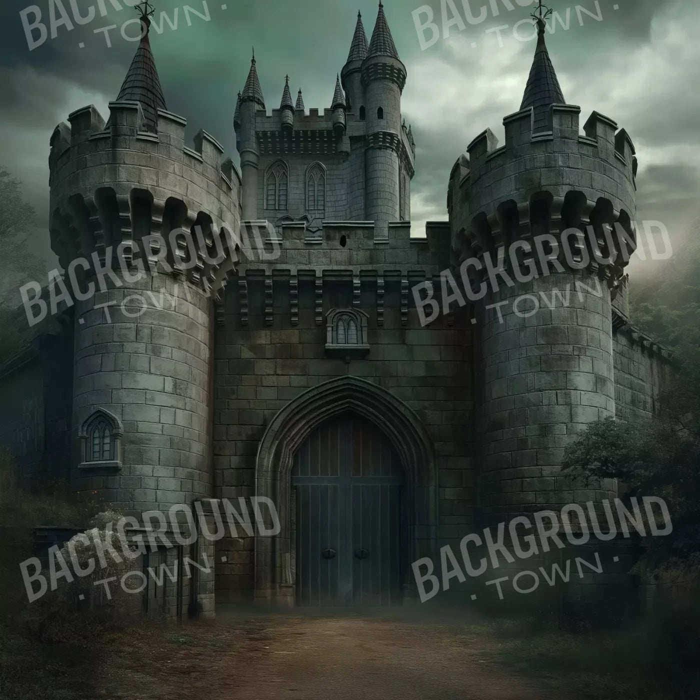 Dark Fairytale Castle 8’X8’ Fleece (96 X Inch) Backdrop