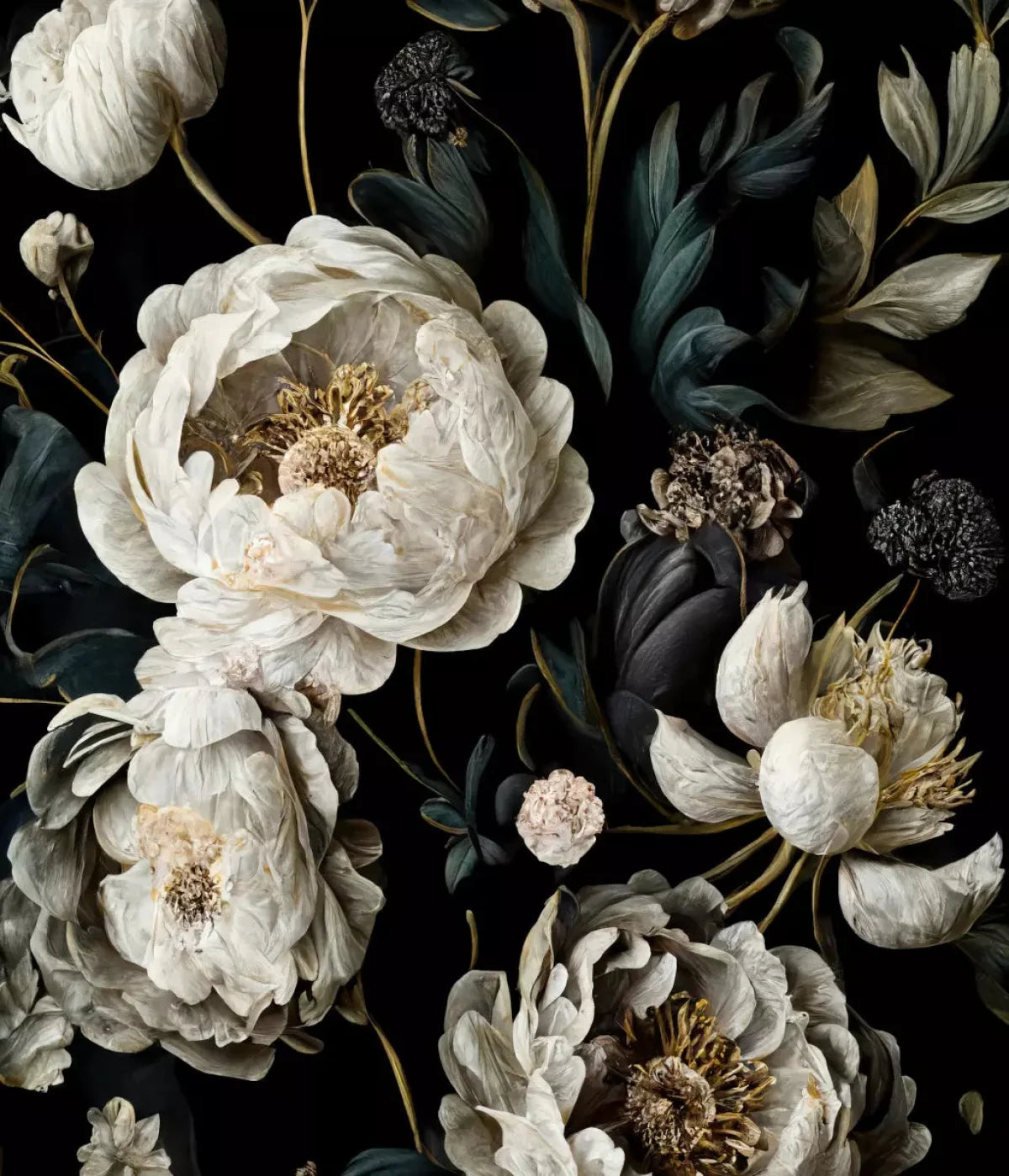 Dark Floral Blush Peonies 10X12 Ultracloth ( 120 X 144 Inch ) Backdrop