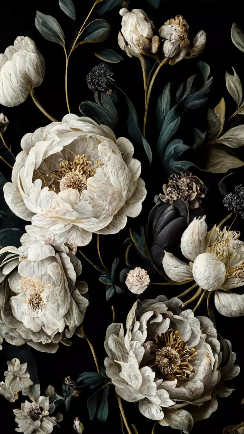 Dark Floral Blush Peonies 8X14 Ultracloth ( 96 X 168 Inch ) Backdrop