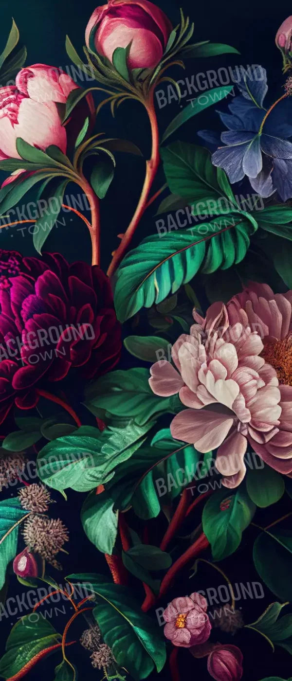 Dark Floral Pastel 5X12 Ultracloth For Westcott X-Drop ( 60 X 144 Inch ) Backdrop