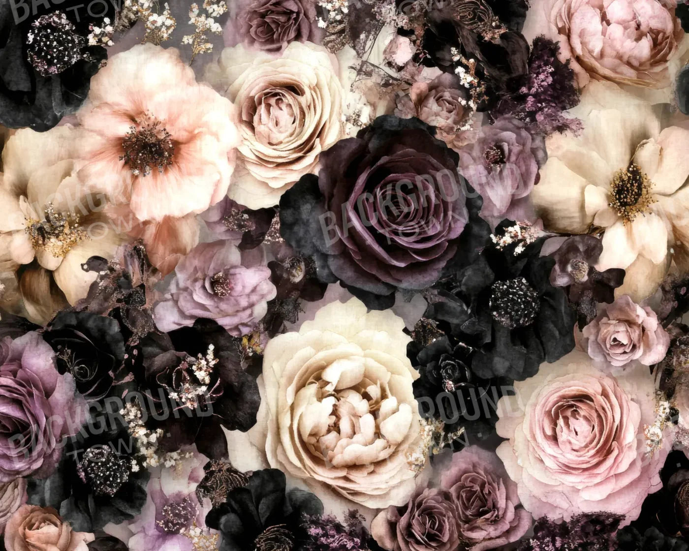 Dark Florals 10’x8’ Fleece (120 x 96 inch) Backdrop