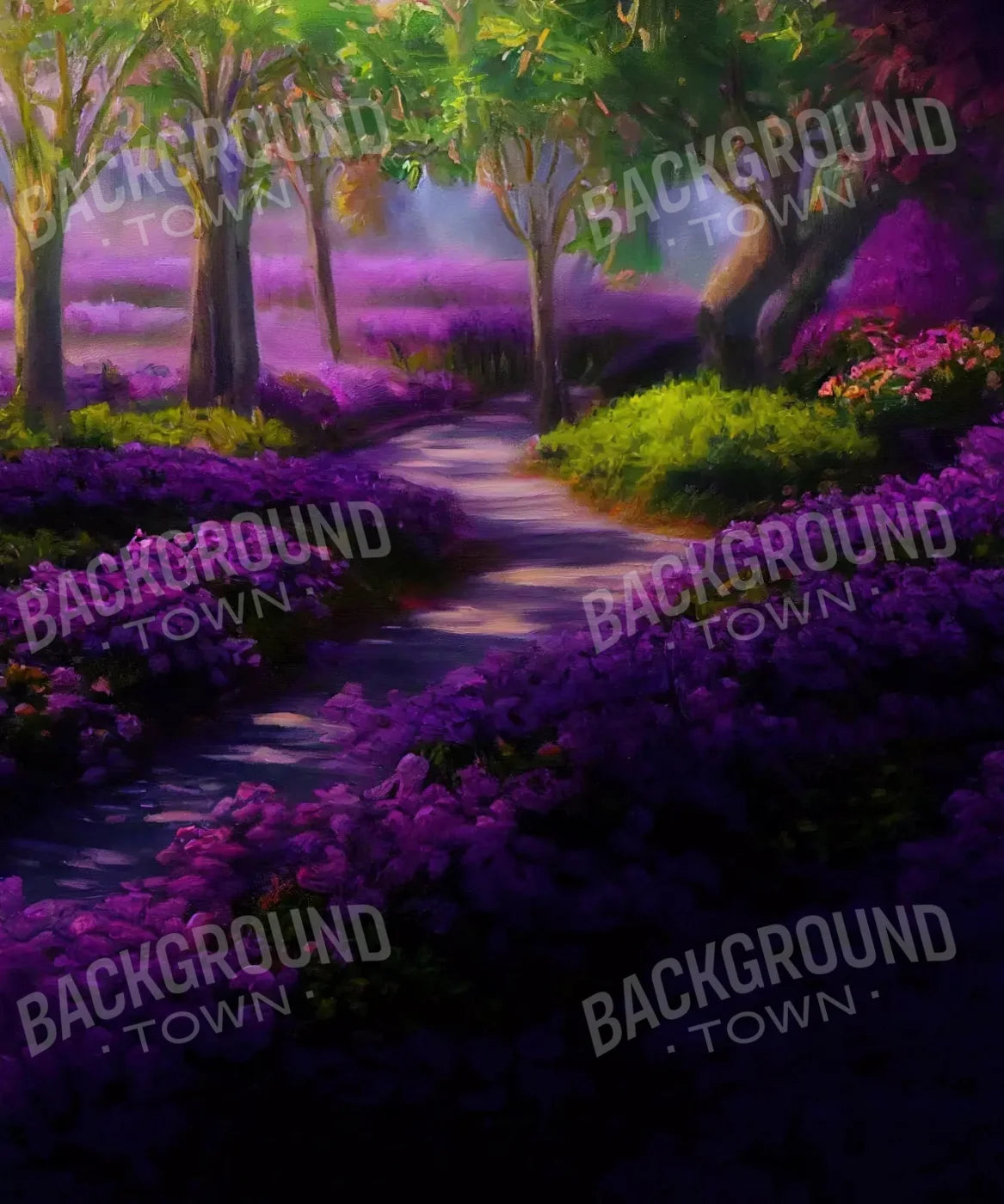 Spring Purple Path Backdrop for Photography