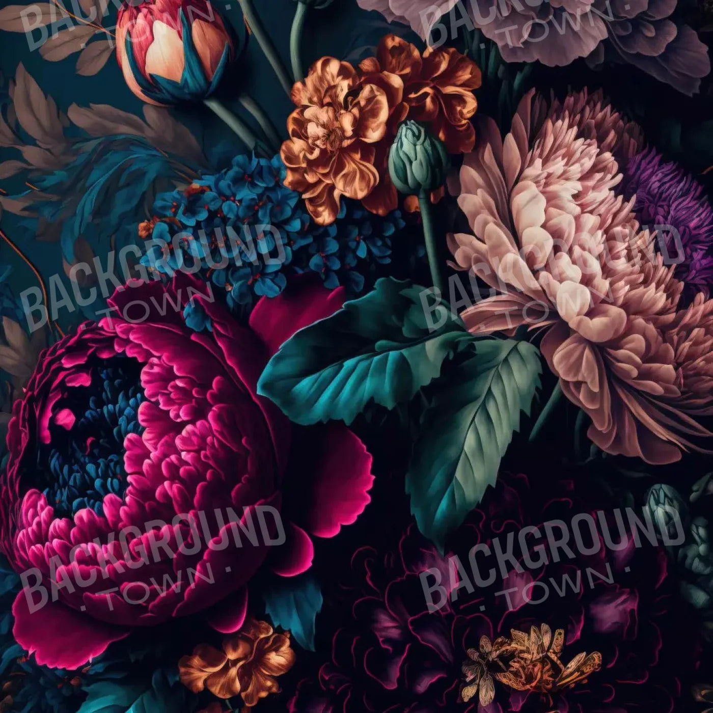 Deep Dark Peony 8X8 Fleece ( 96 X Inch ) Backdrop