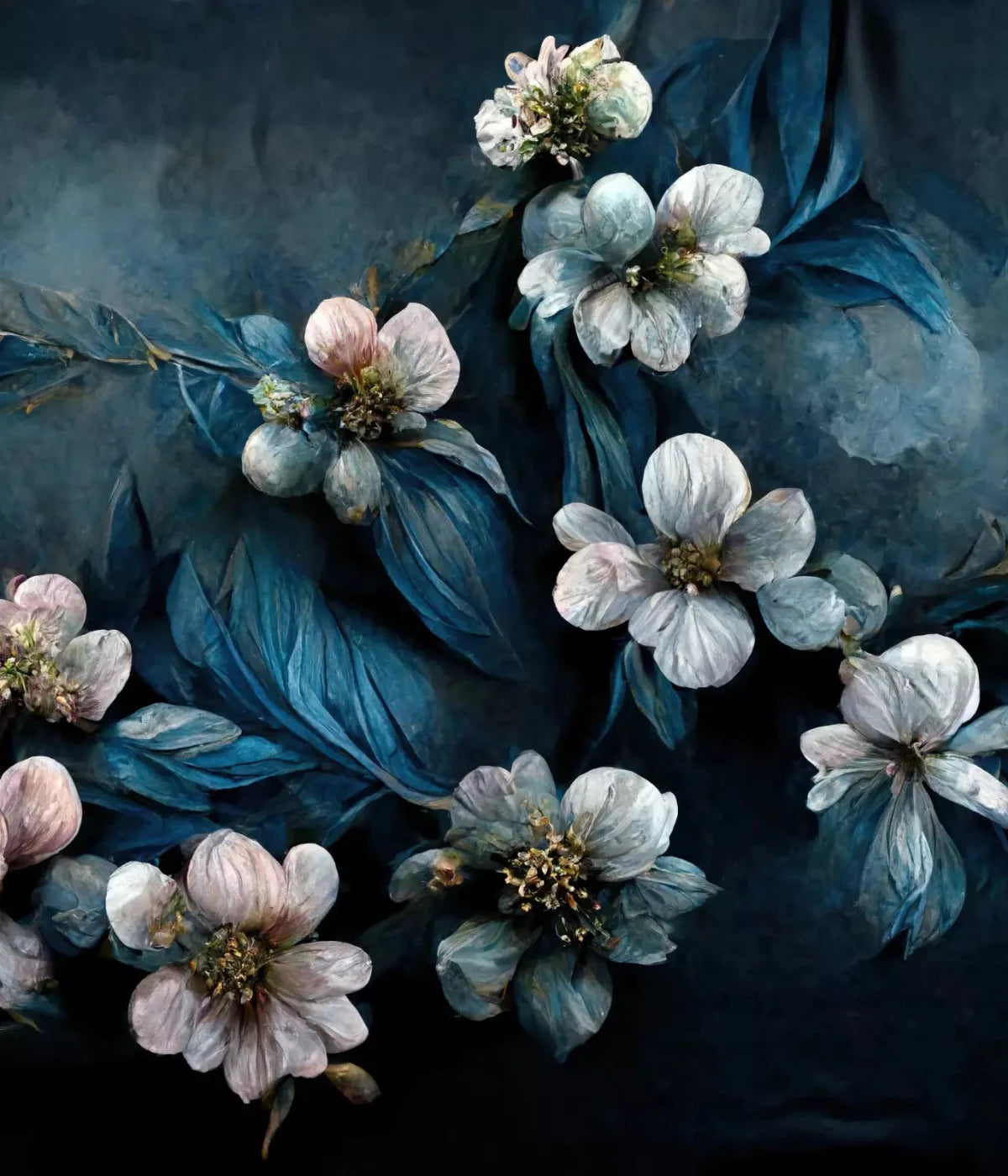 Denim Florals 10X12 Ultracloth ( 120 X 144 Inch ) Backdrop