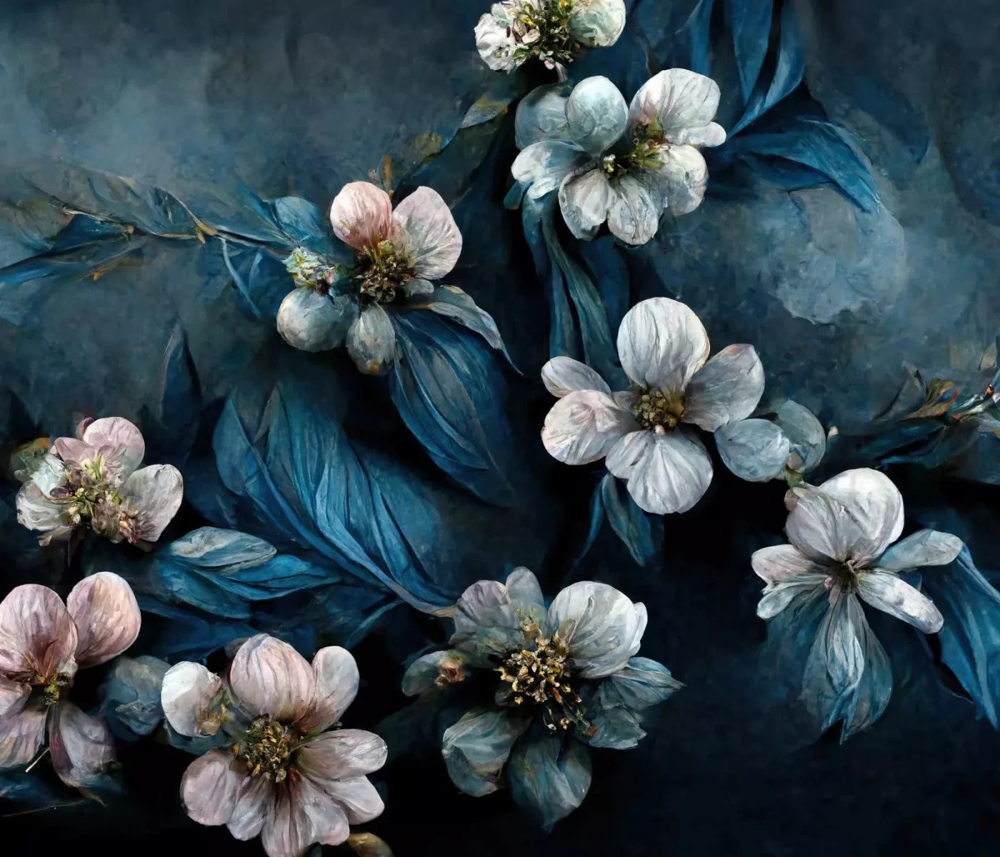 Denim Florals 12X10 Ultracloth ( 144 X 120 Inch ) Backdrop