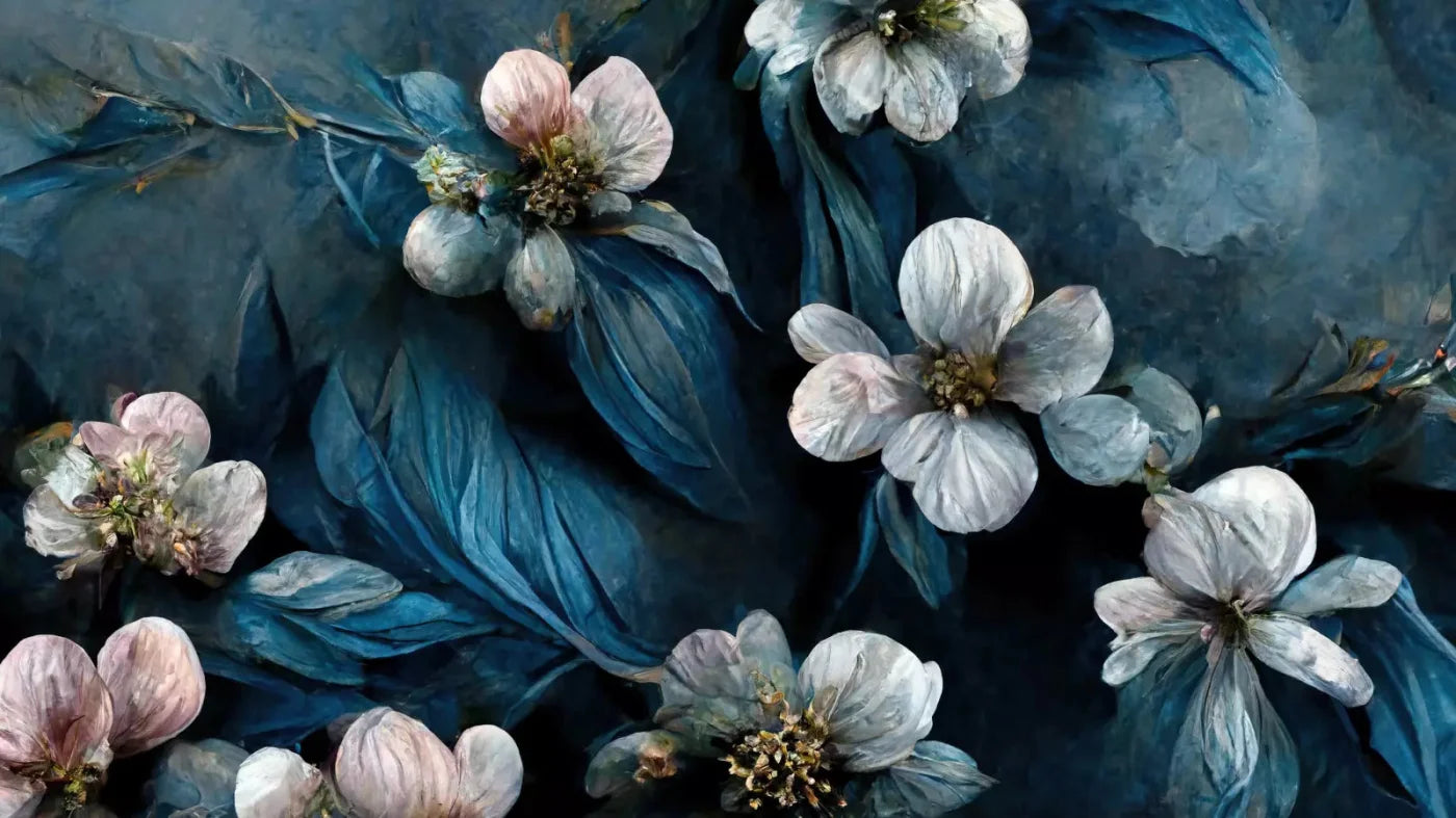 Denim Florals 14X8 Ultracloth ( 168 X 96 Inch ) Backdrop