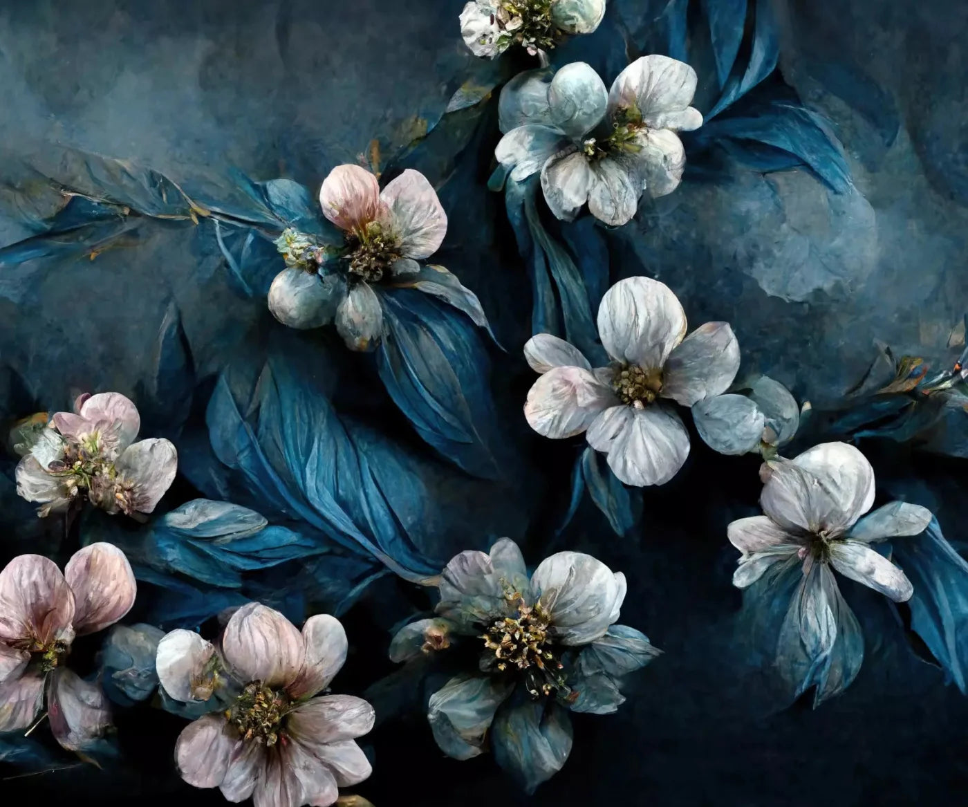 Denim Florals 5X42 Fleece ( 60 X 50 Inch ) Backdrop