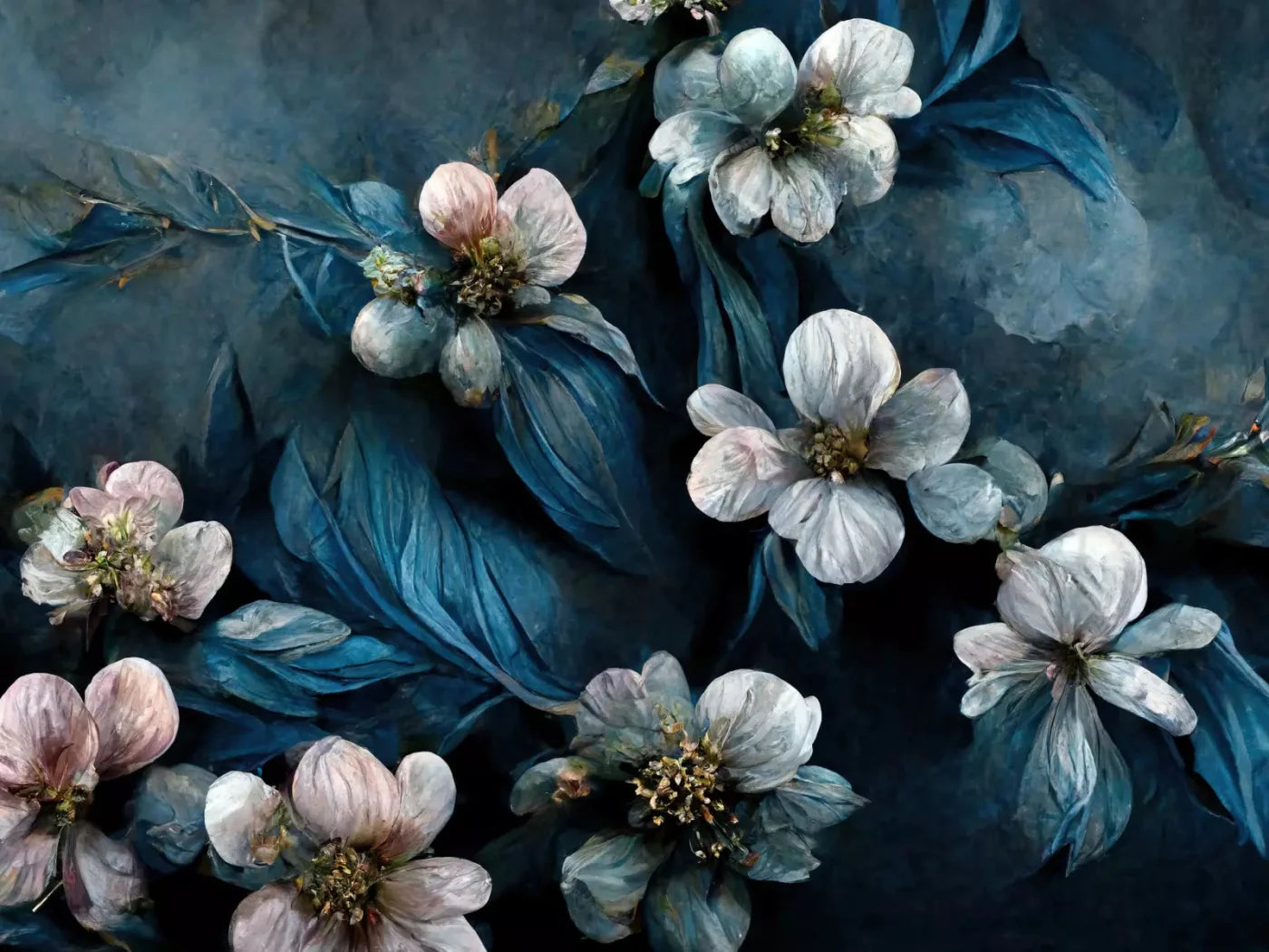 Denim Florals 68X5 Fleece ( 80 X 60 Inch ) Backdrop
