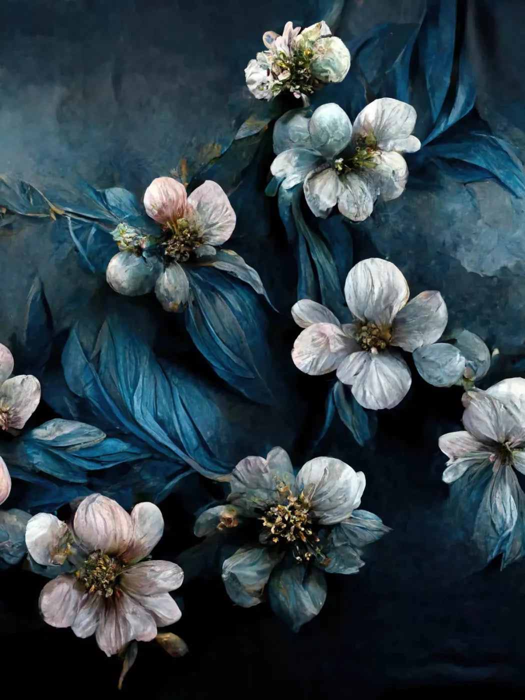 Denim Florals 8X10 Fleece ( 96 X 120 Inch ) Backdrop