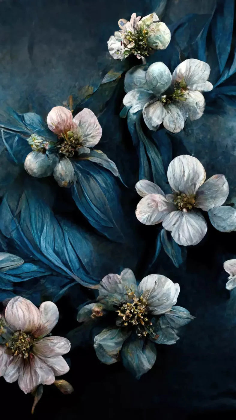 Denim Florals 8X14 Ultracloth ( 96 X 168 Inch ) Backdrop