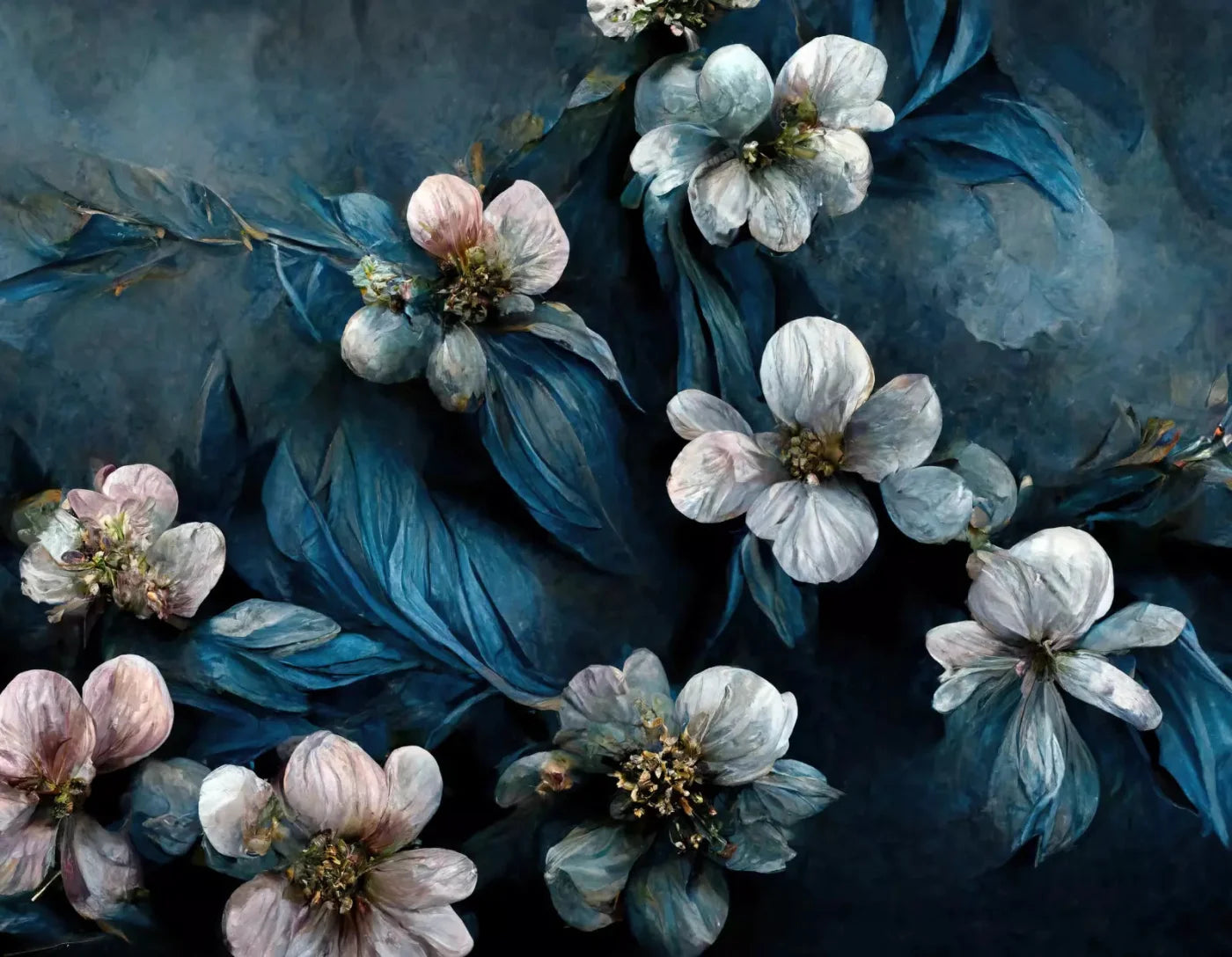 Denim Florals 8X6 Fleece ( 96 X 72 Inch ) Backdrop